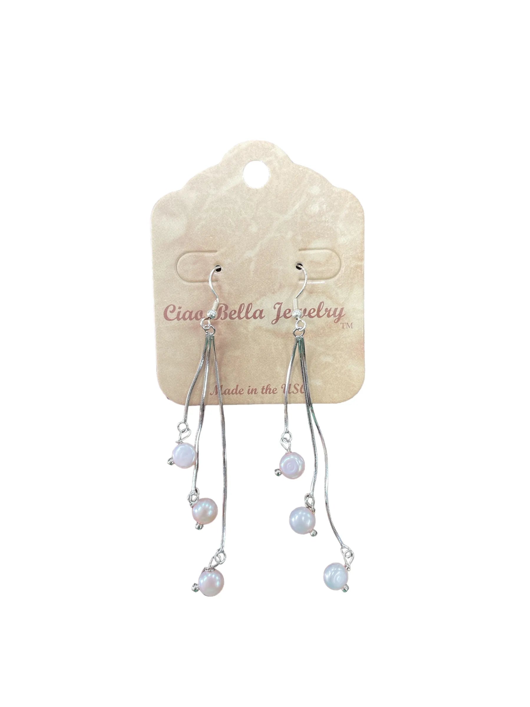 Elegant Freshwater Pearl Drop Earrings in Sterling Silver - Timeless Style