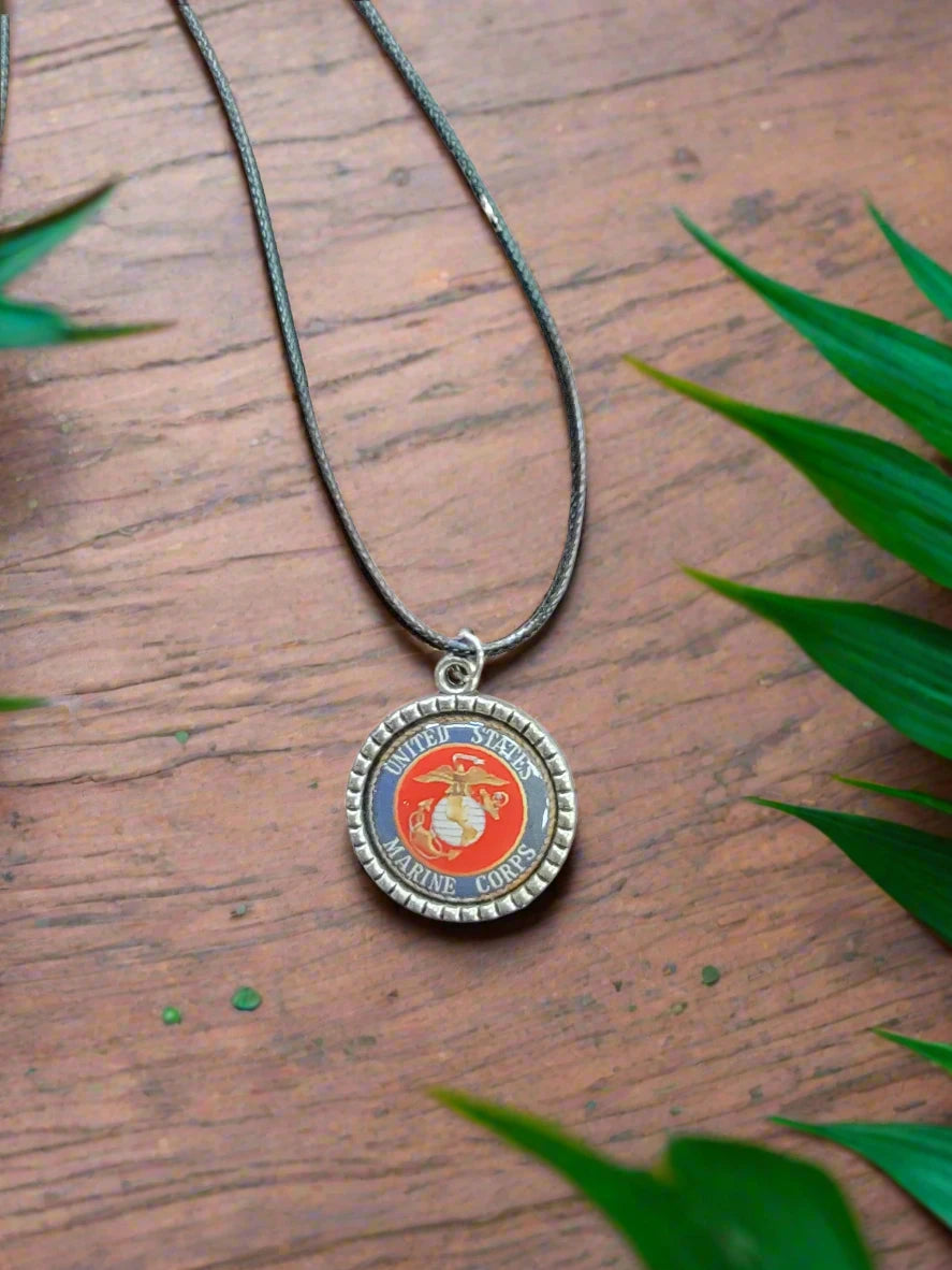 Army, Navy, Air Force, Space Force, Marine Corps Logo Pendant Necklaces | Made in the USA |, Officially Licensed
