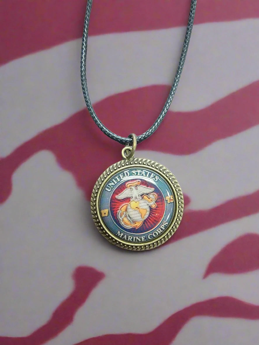 Army, Navy, Air Force, Space Force, Marine Corps Logo Pendant Necklaces | Made in the USA |, Officially Licensed