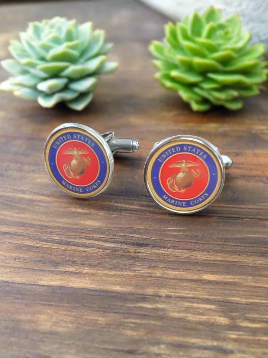 Military Cufflinks - Officially Licensed, Non Tarnish Navy - Air Force - Coast Guard- Army - Space Force - Marine Corps