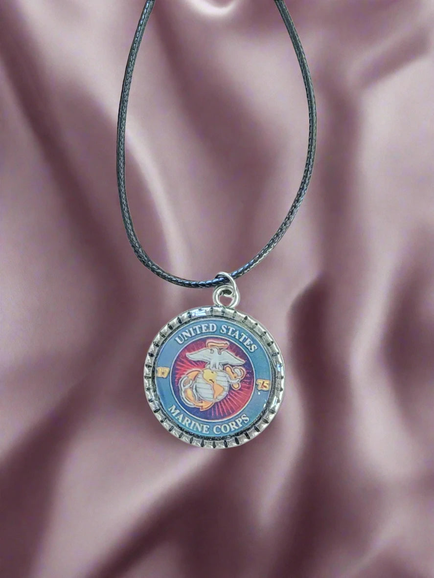 Army, Navy, Air Force, Space Force, Marine Corps Logo Pendant Necklaces | Made in the USA |, Officially Licensed