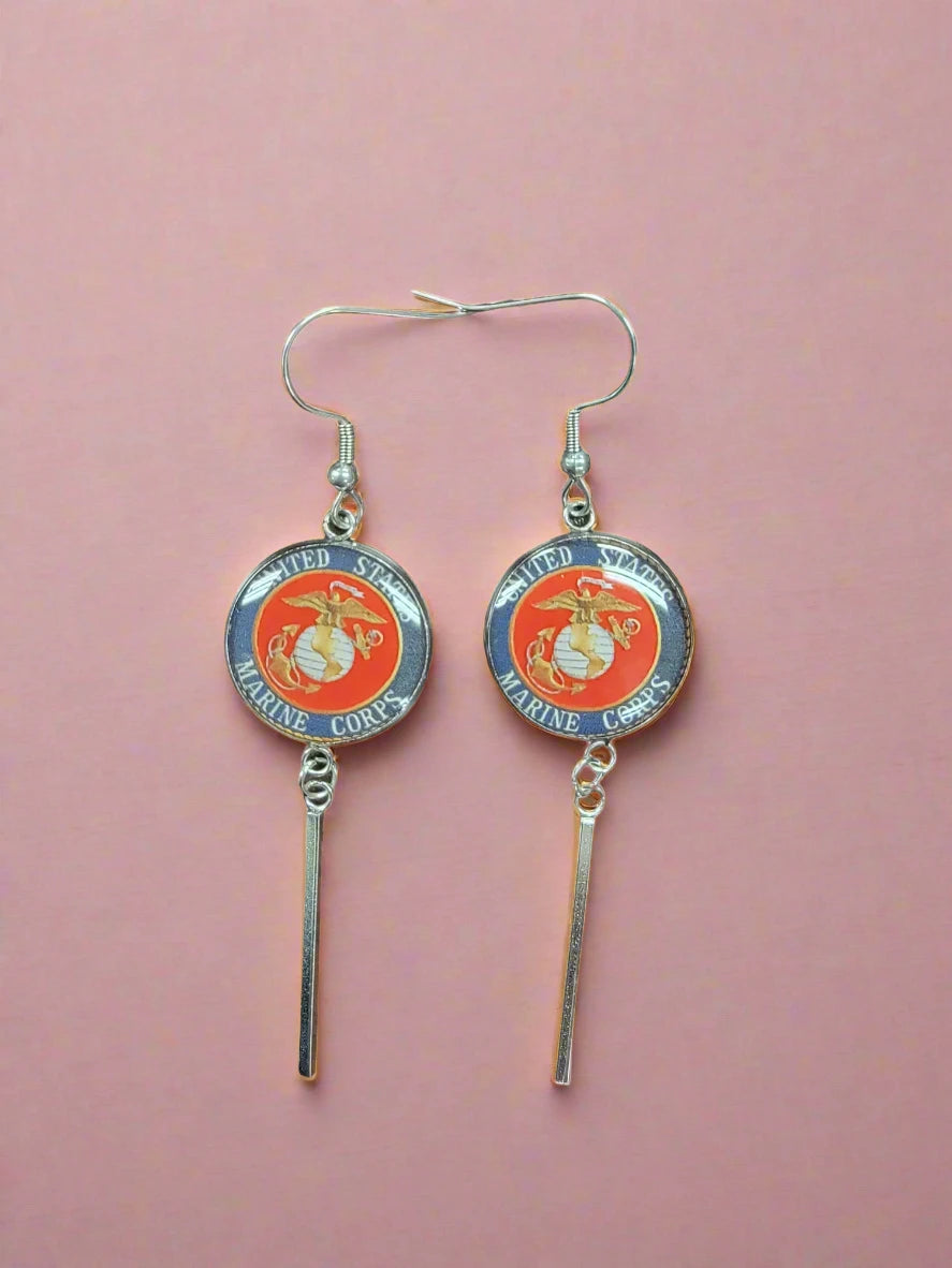 Officially Licensed Military Charm Earrings, A Proud Symbol of Service and Sacrifice, Stainless Steel, Great Gift