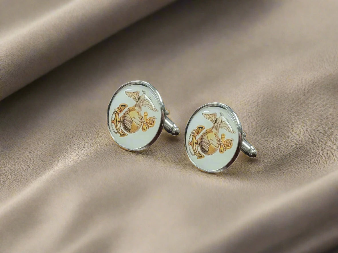 Military Cufflinks - Officially Licensed, Non Tarnish Navy - Air Force - Coast Guard- Army - Space Force - Marine Corps