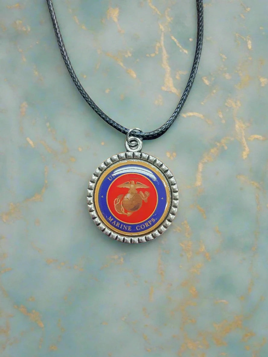 Army, Navy, Air Force, Space Force, Marine Corps Logo Pendant Necklaces | Made in the USA |, Officially Licensed