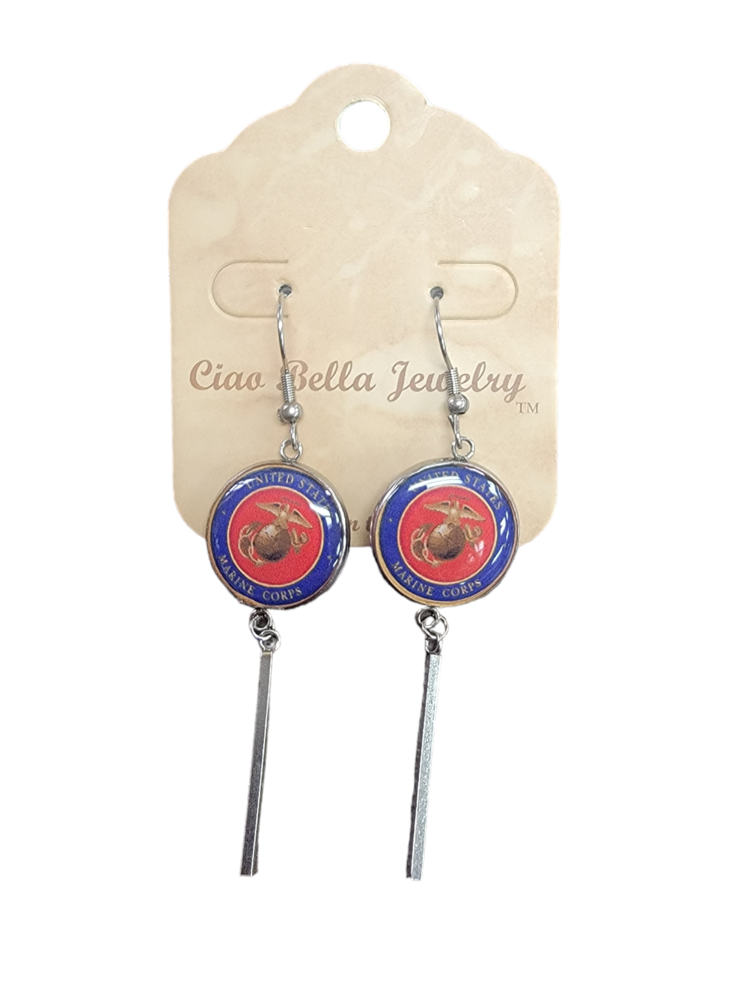 Officially Licensed Military Charm Earrings, A Proud Symbol of Service and Sacrifice, Stainless Steel, Great Gift