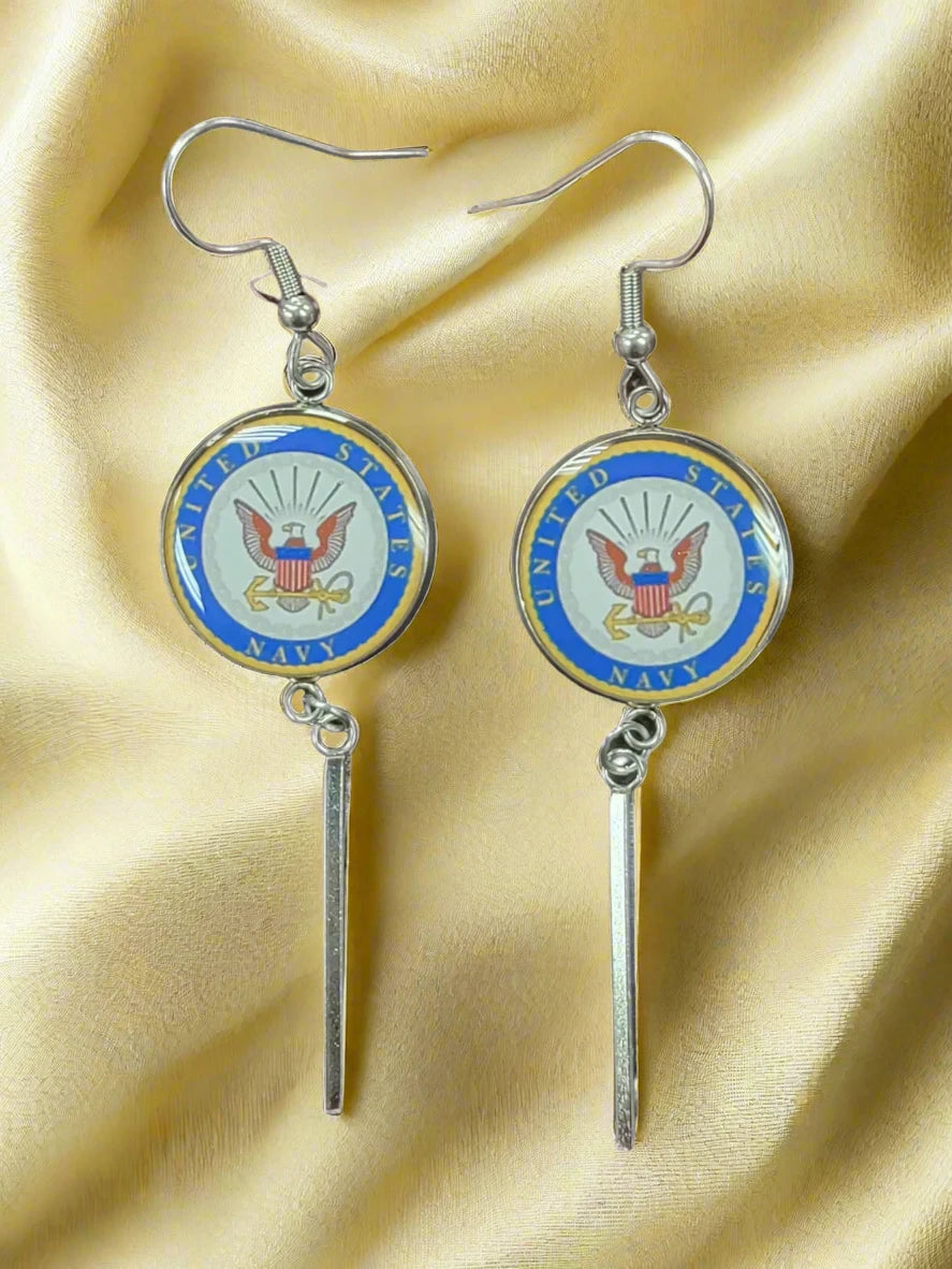 Officially Licensed Military Charm Earrings, A Proud Symbol of Service and Sacrifice, Stainless Steel, Great Gift