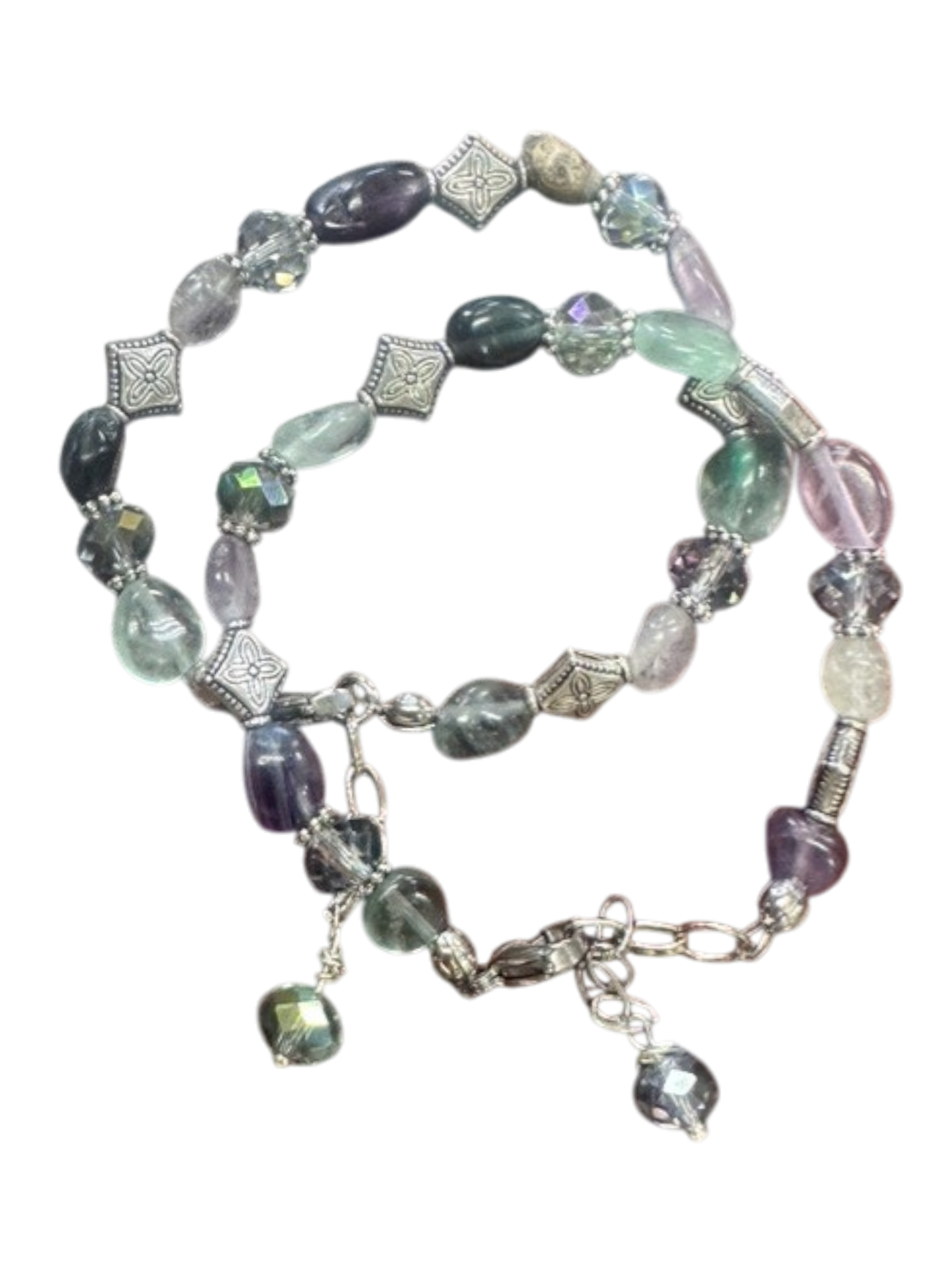 Unisex Elemental Elegance Gemstone Bracelets | Fluorite, Botswana Agate, Rhodonite