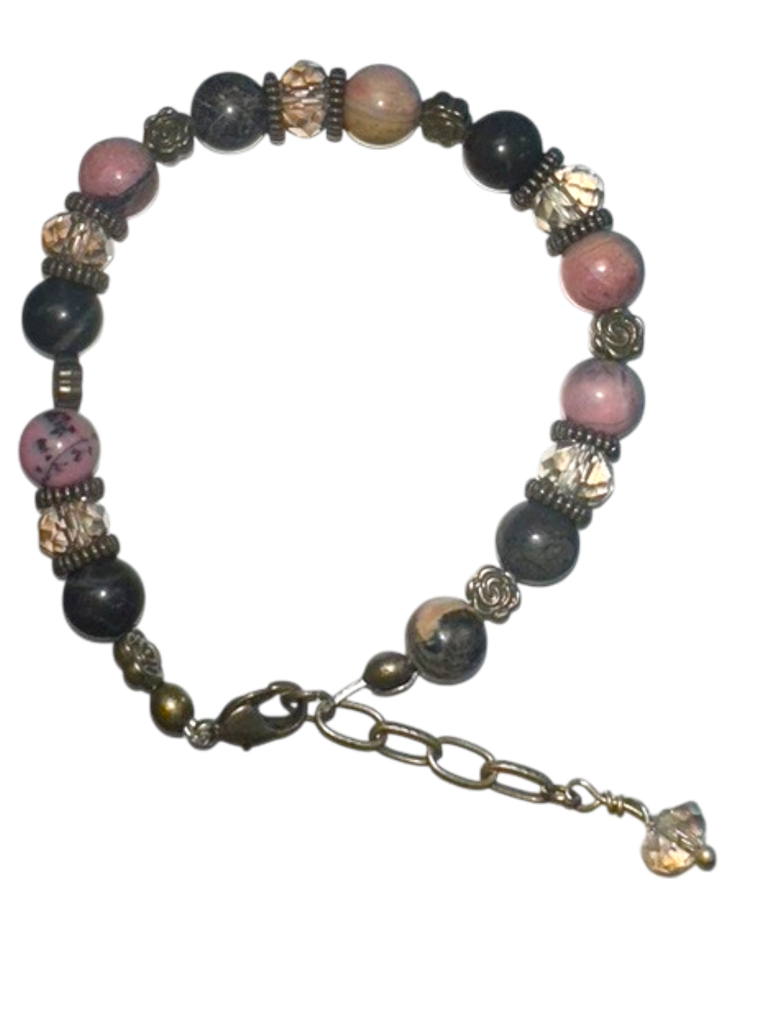 Unisex Elemental Elegance Gemstone Bracelets | Fluorite, Botswana Agate, Rhodonite
