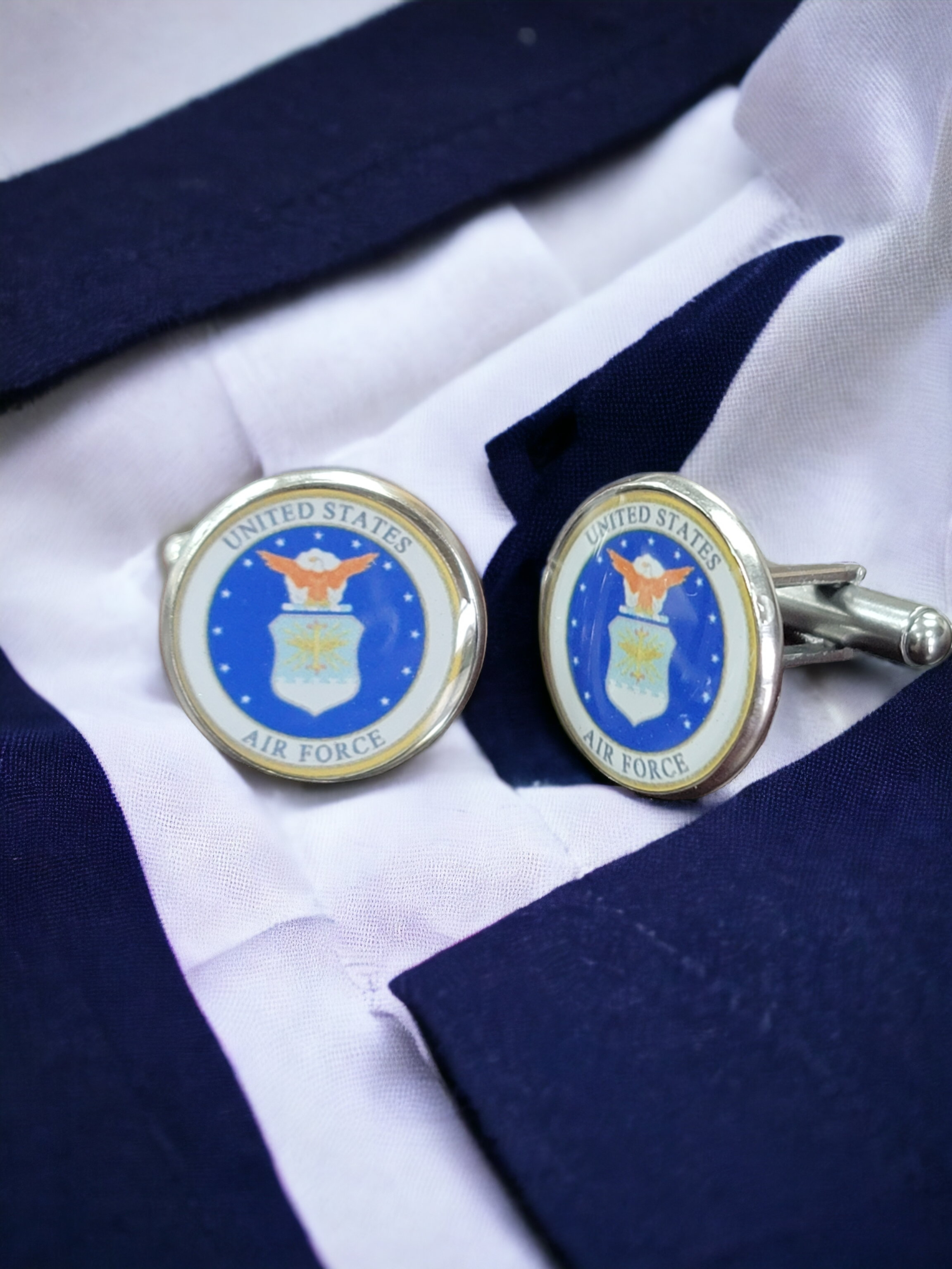 Military Cufflinks - Officially Licensed, Non Tarnish Navy - Air Force - Coast Guard- Army - Space Force - Marine Corps