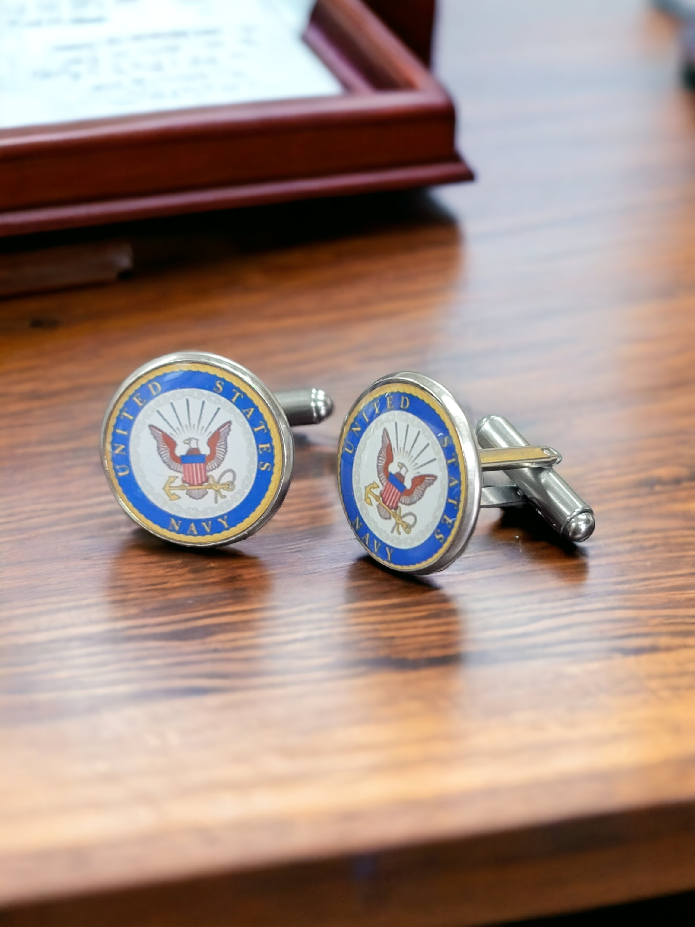 Military Cufflinks - Officially Licensed, Non Tarnish Navy - Air Force - Coast Guard- Army - Space Force - Marine Corps