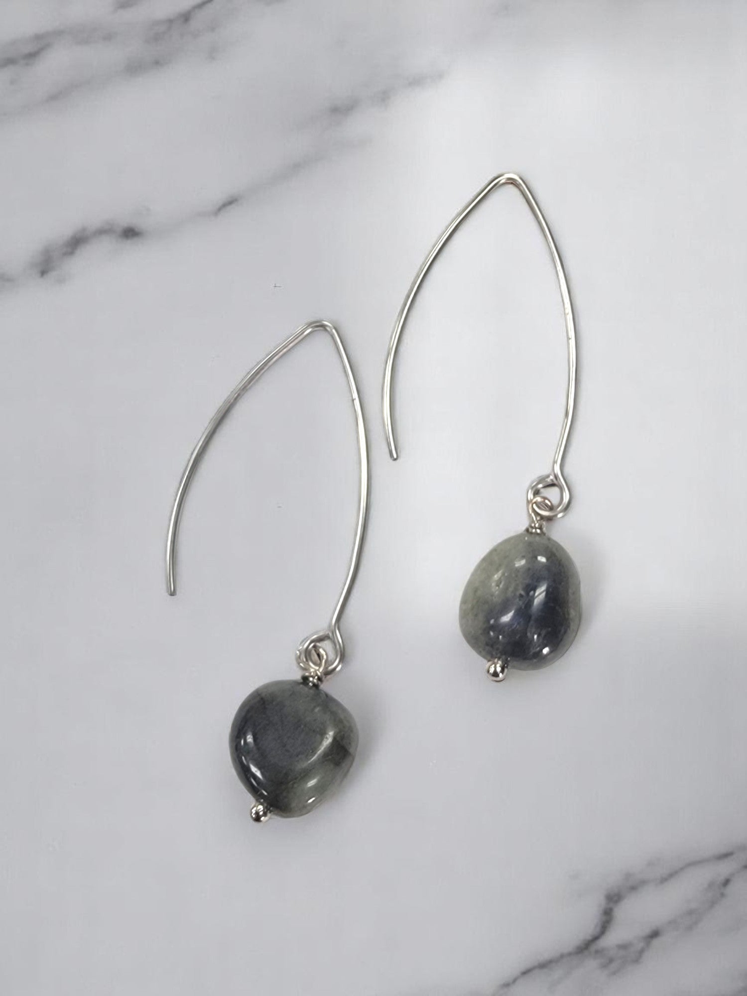Gemstone Drop Earrings | Long Stainless Steel Hooks | Choose Your Stone