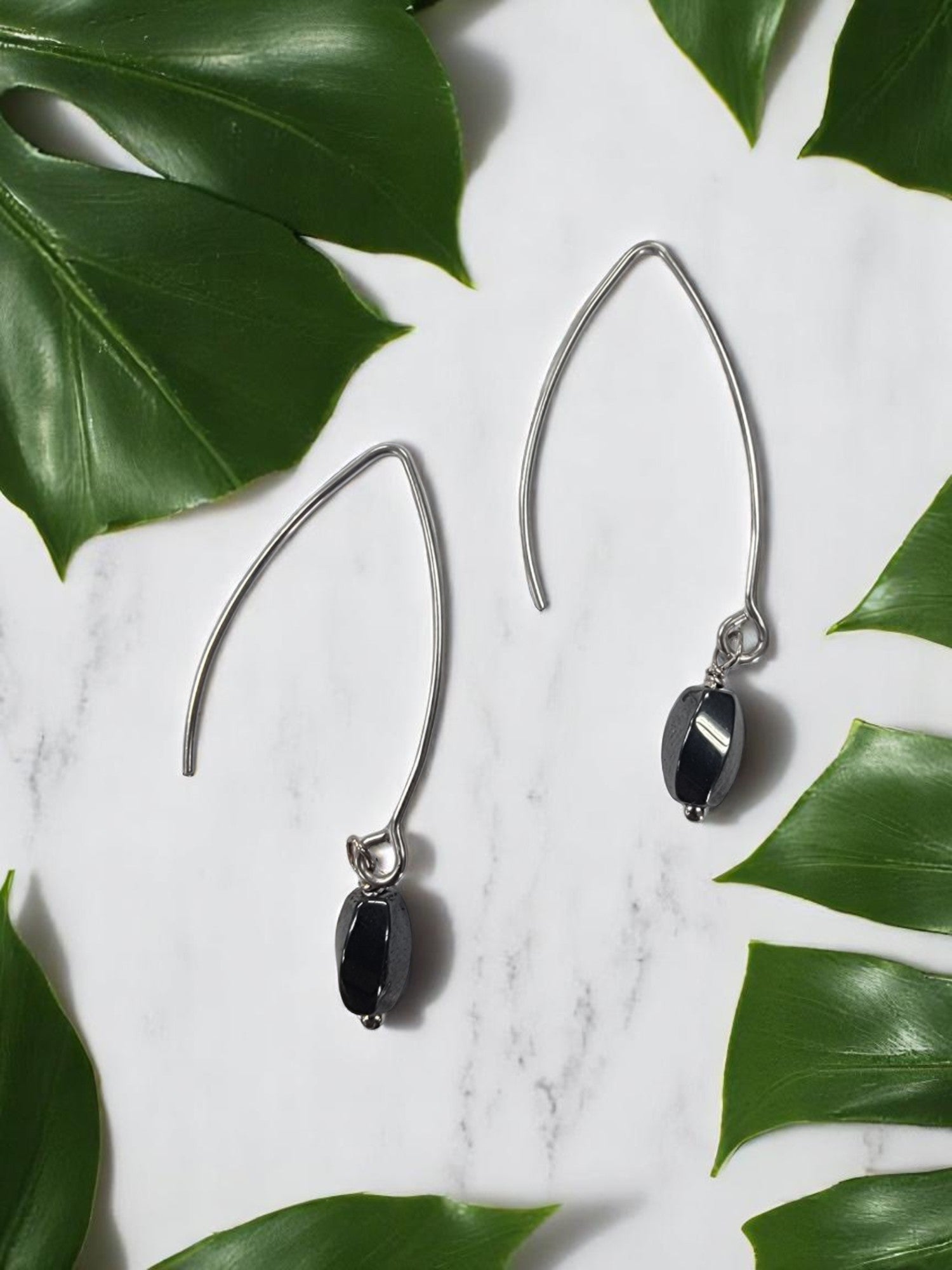 Gemstone Drop Earrings | Long Stainless Steel Hooks | Choose Your Stone