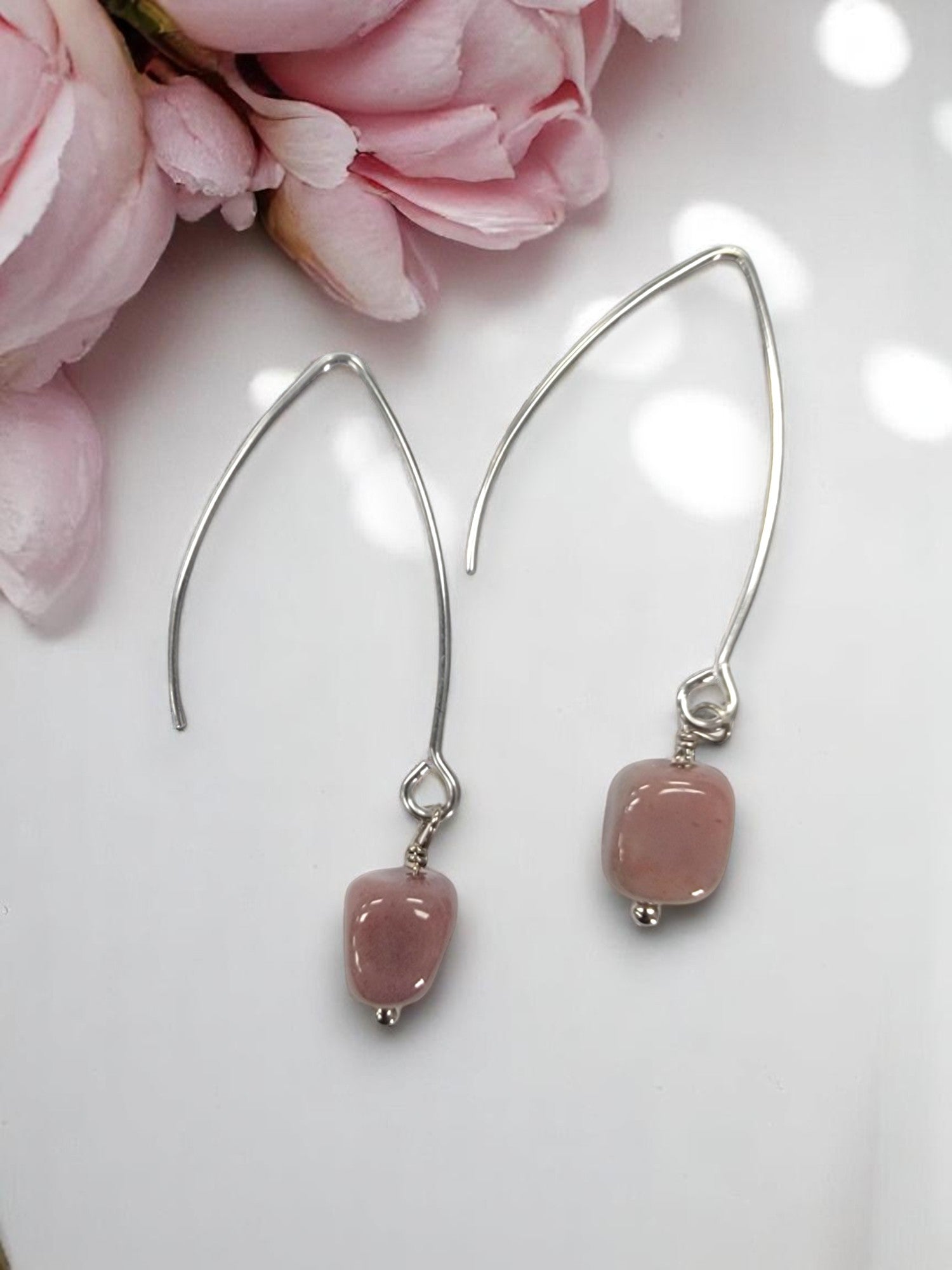 Gemstone Drop Earrings | Long Stainless Steel Hooks | Choose Your Stone