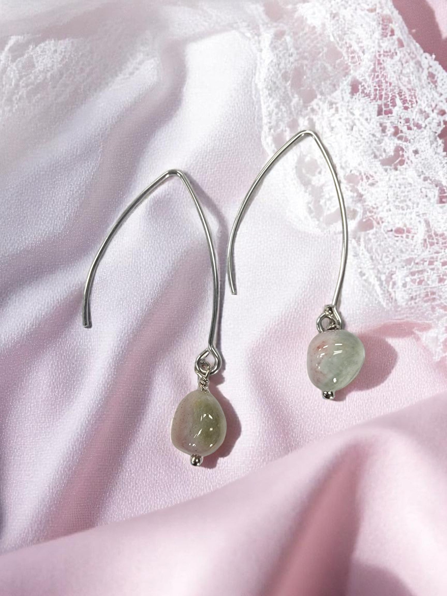Gemstone Drop Earrings | Long Stainless Steel Hooks | Choose Your Stone