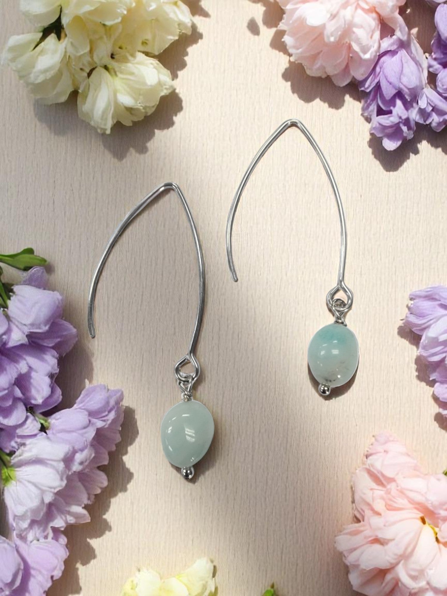 Gemstone Drop Earrings | Long Stainless Steel Hooks | Choose Your Stone