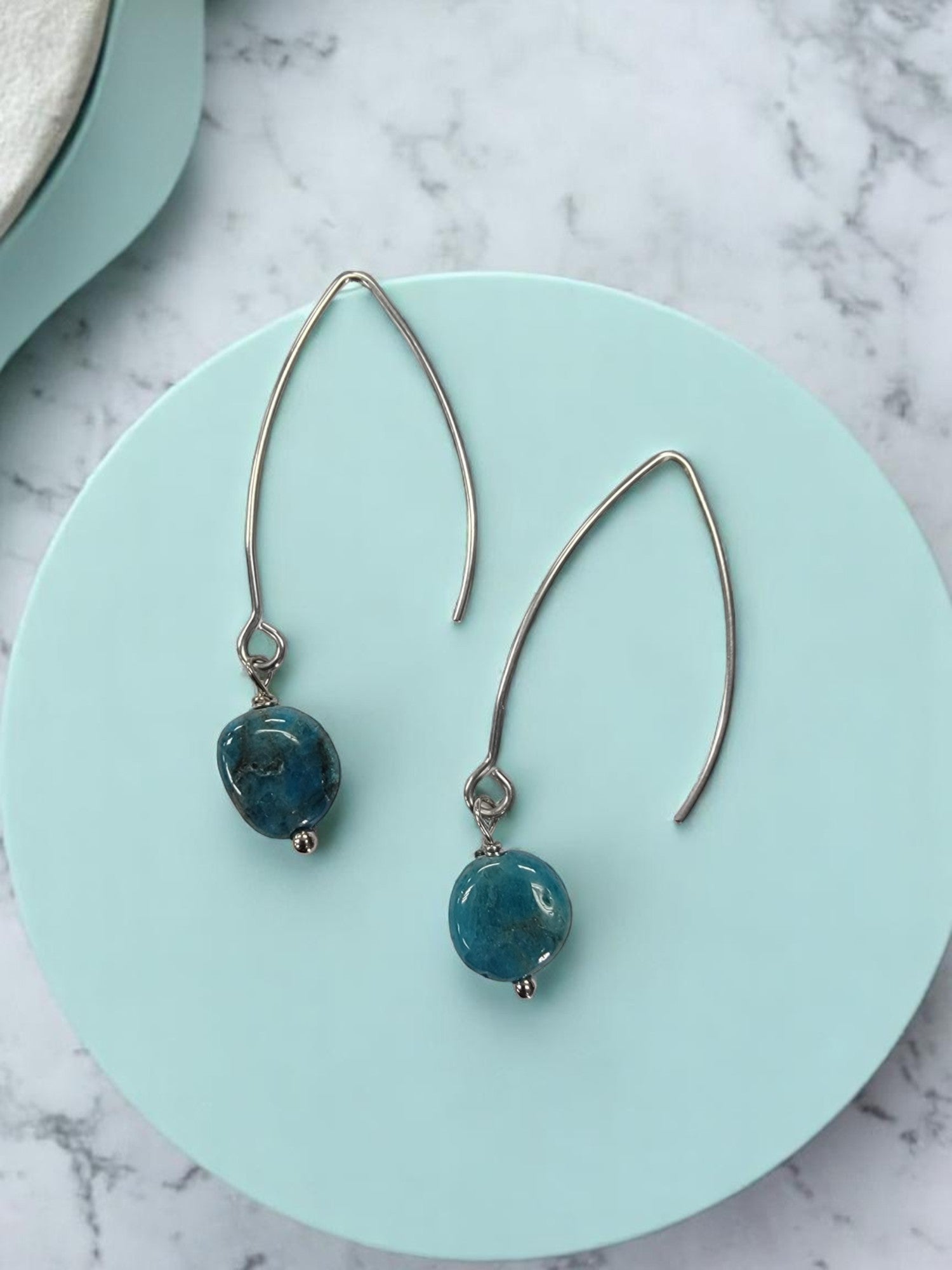 Gemstone Drop Earrings | Long Stainless Steel Hooks | Choose Your Stone