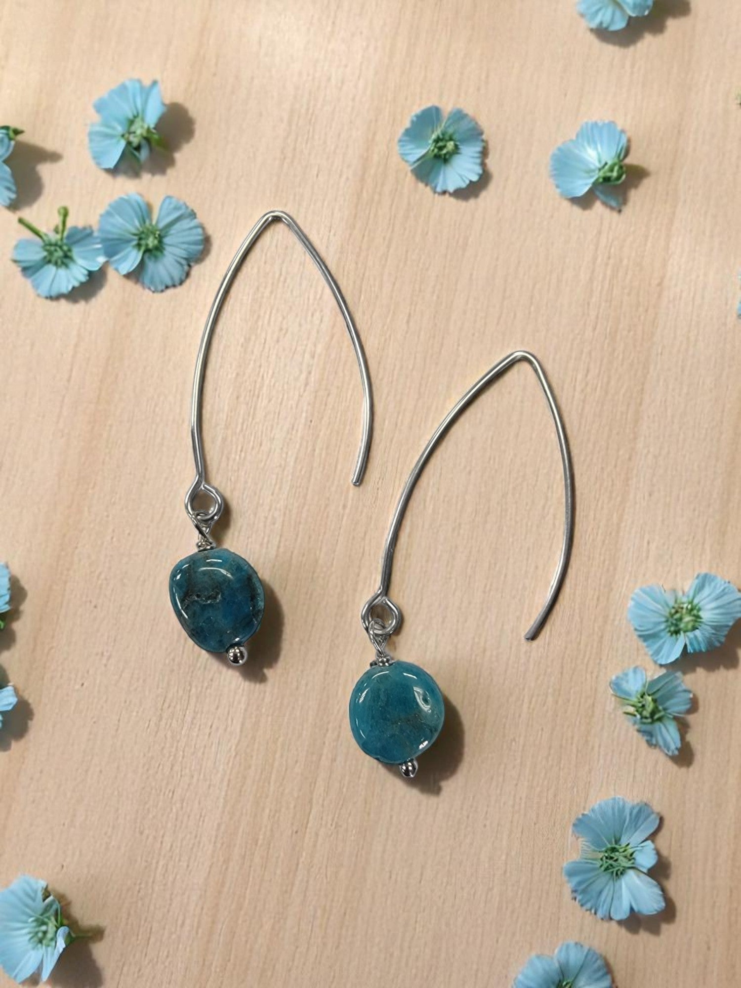 Gemstone Drop Earrings | Long Stainless Steel Hooks | Choose Your Stone