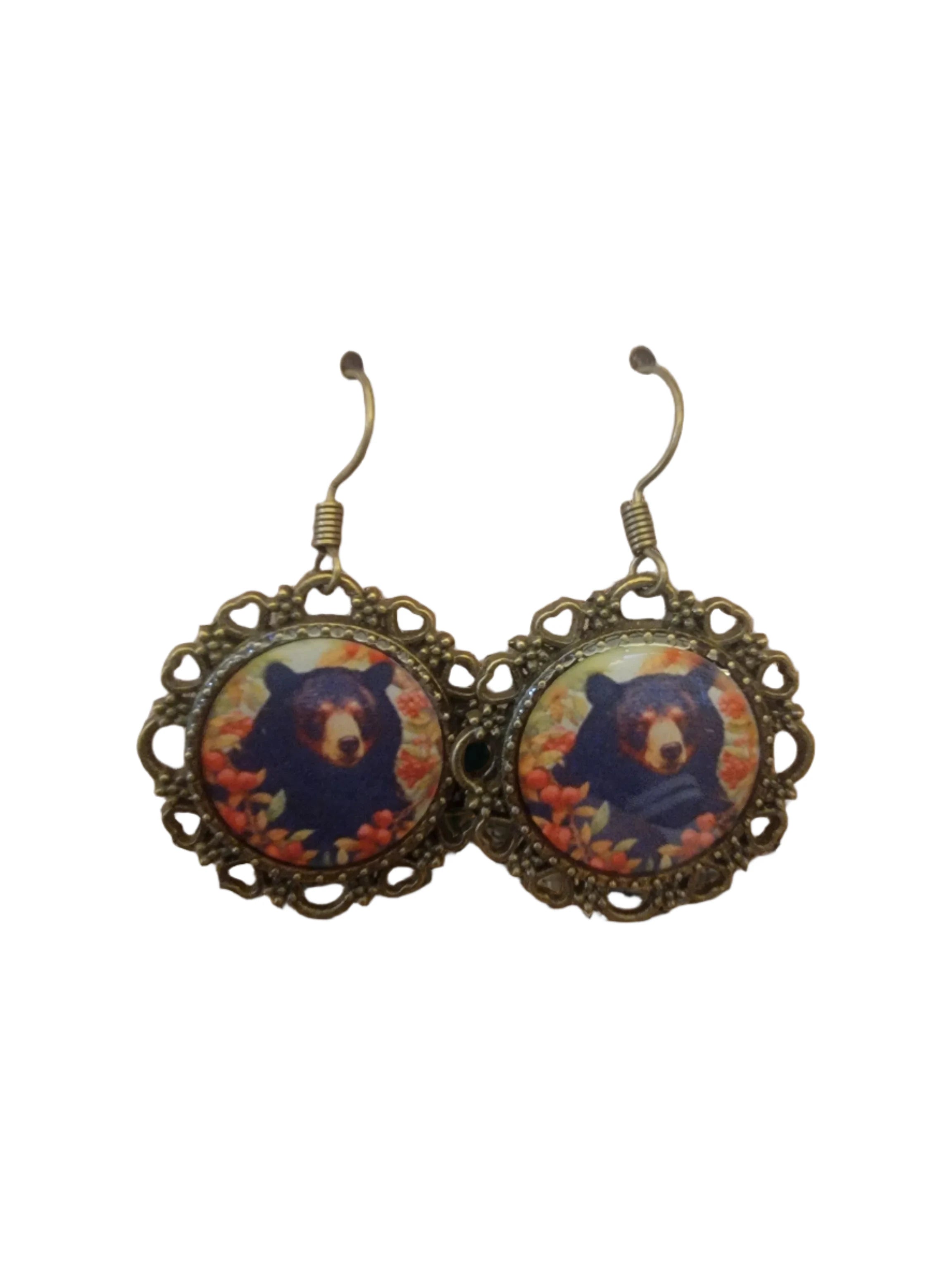 Antique Gold Filigree Bear Necklace and Earrings Set - Vintage Charm, Modern Style