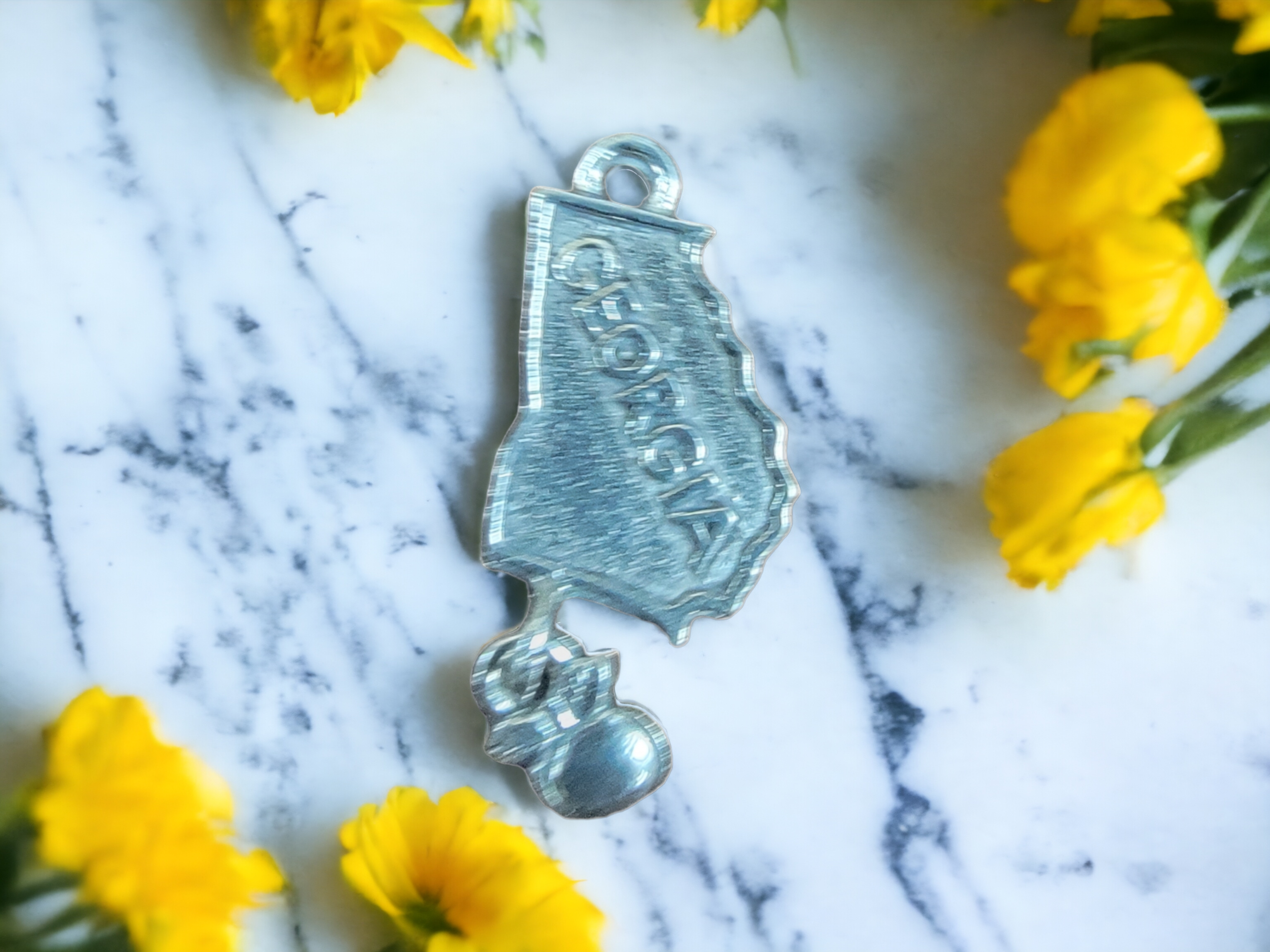 USA Made Pewter Georgia State Charm with Split Ring