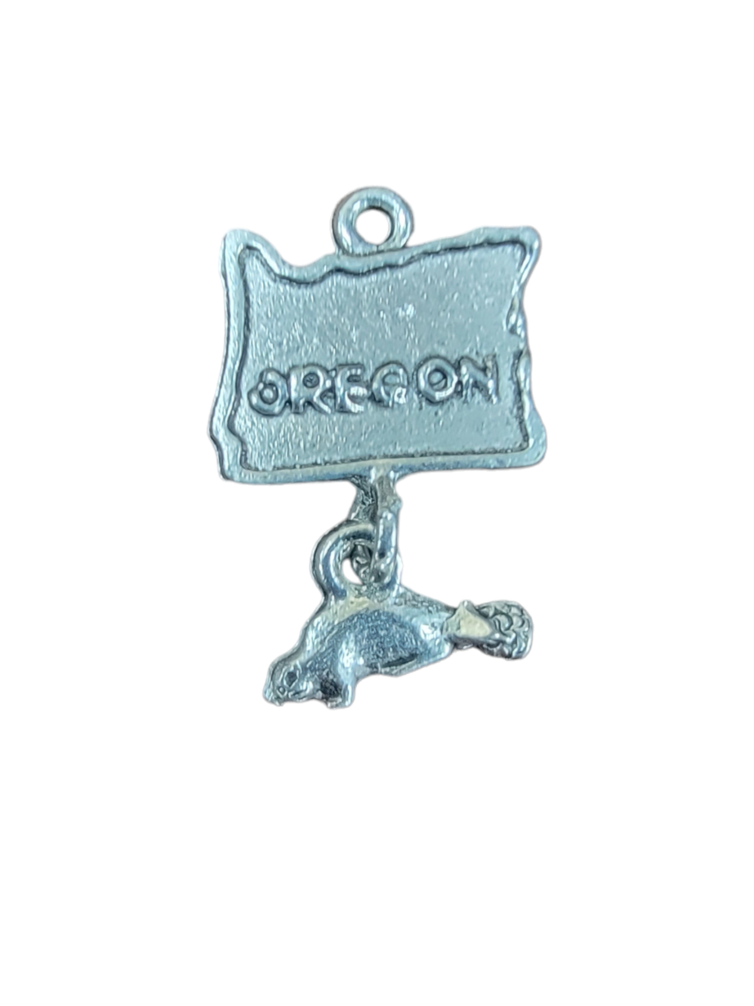 Oregon Travel Charm, Pewter, USA Made, State Souvenir, Split Ring | Travel Jewelry