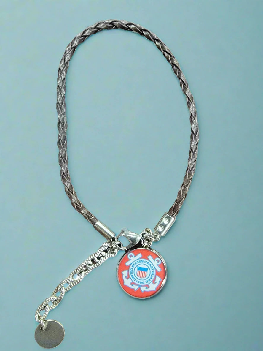 Military Leather Rope Charm Bracelet - Officially Licensed