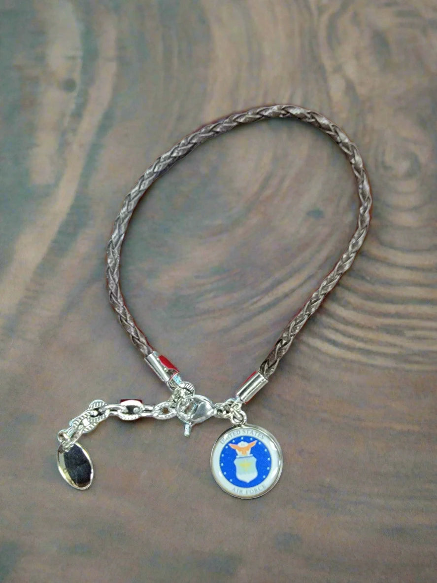 Military Leather Rope Charm Bracelet - Officially Licensed