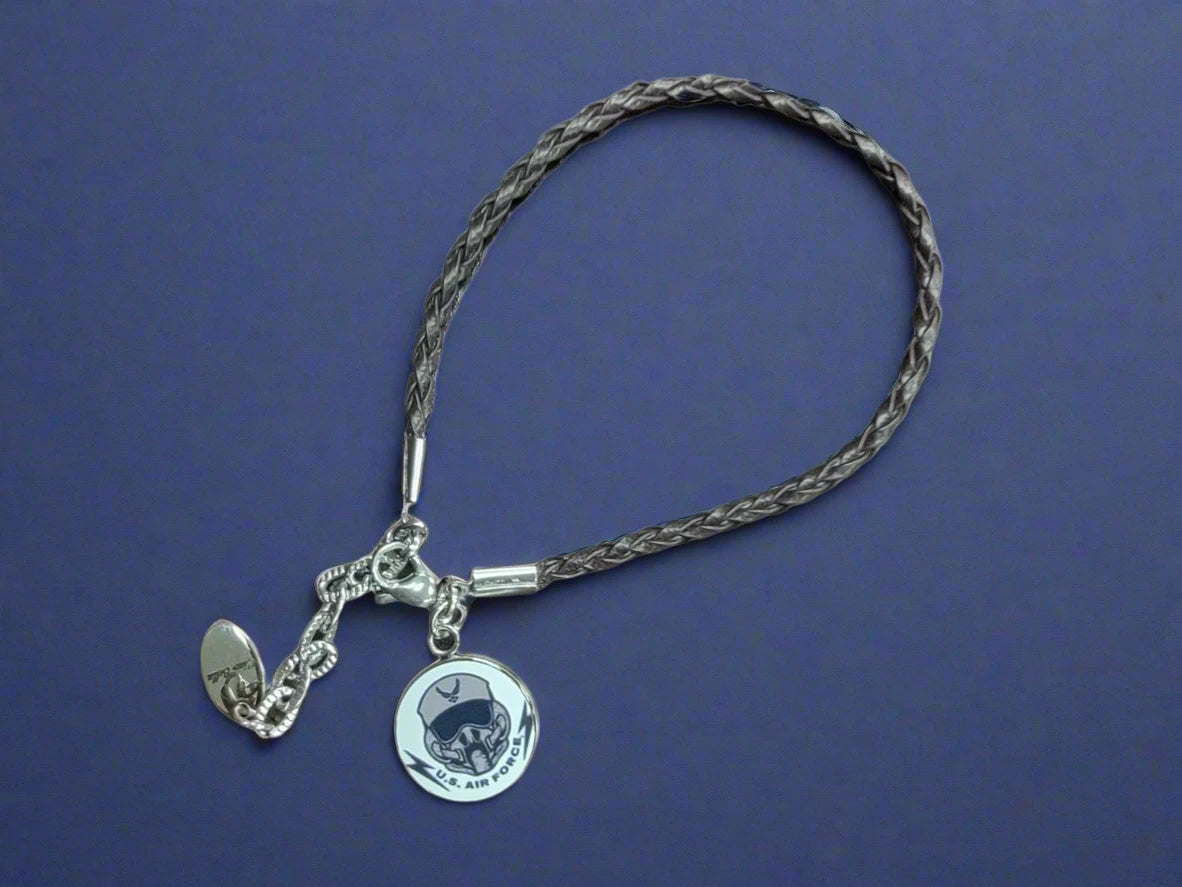 Military Leather Rope Charm Bracelet - Officially Licensed