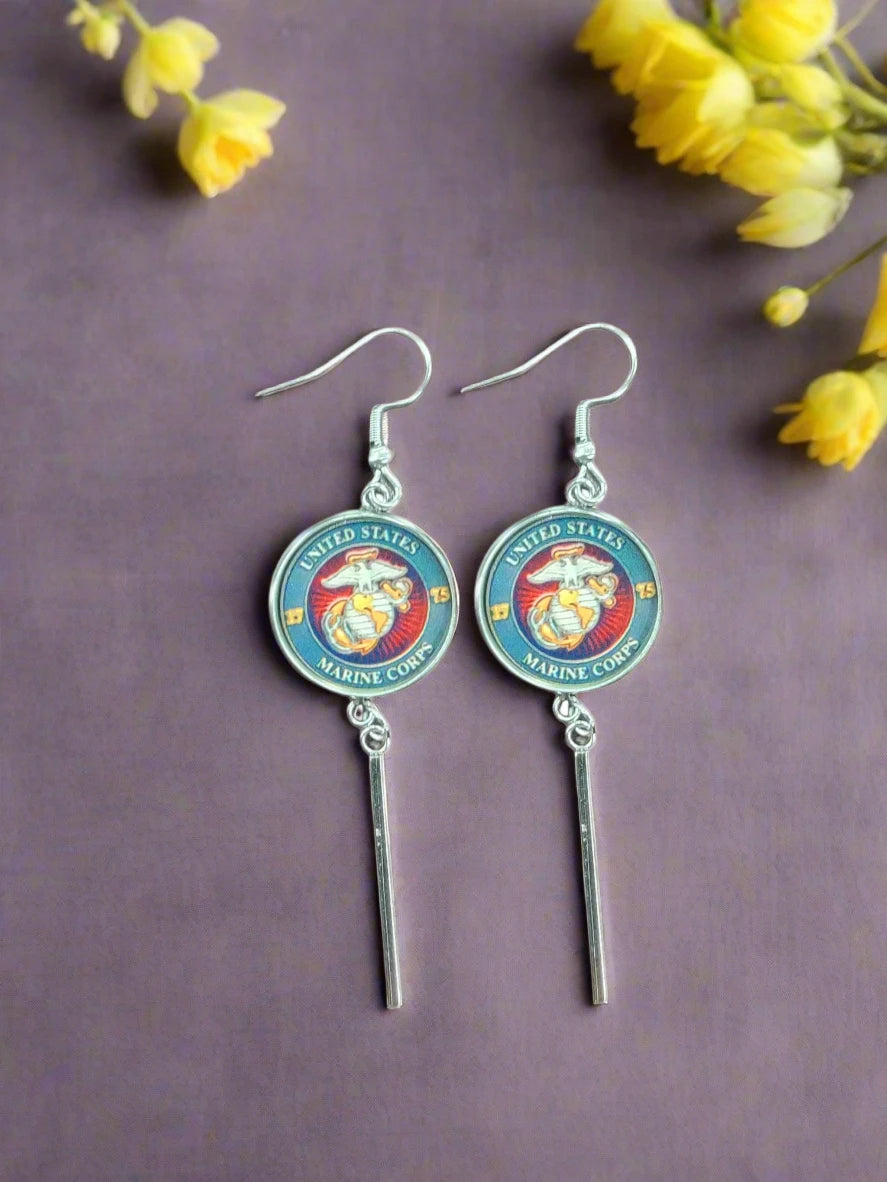 Officially Licensed Military Charm Earrings, A Proud Symbol of Service and Sacrifice, Stainless Steel, Great Gift