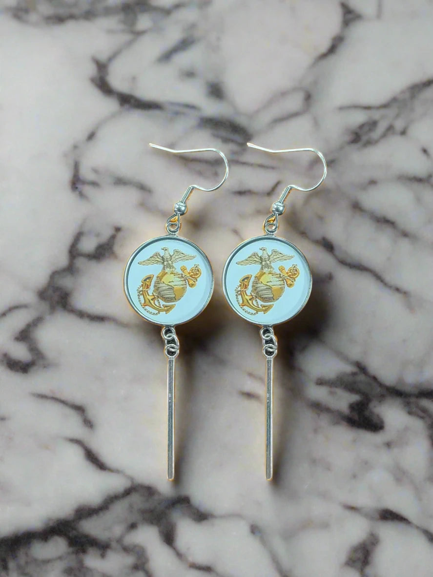 Officially Licensed Military Charm Earrings, A Proud Symbol of Service and Sacrifice, Stainless Steel, Great Gift