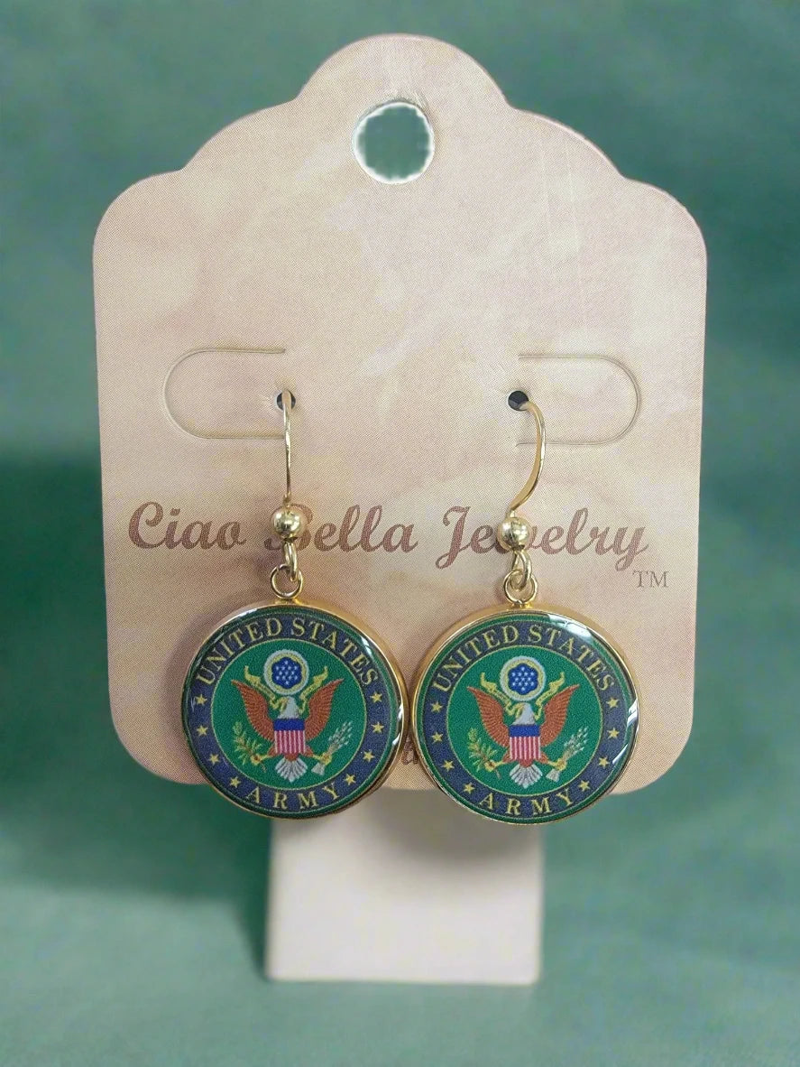 Army Earrings - Officially Licensed, Sterling Silver