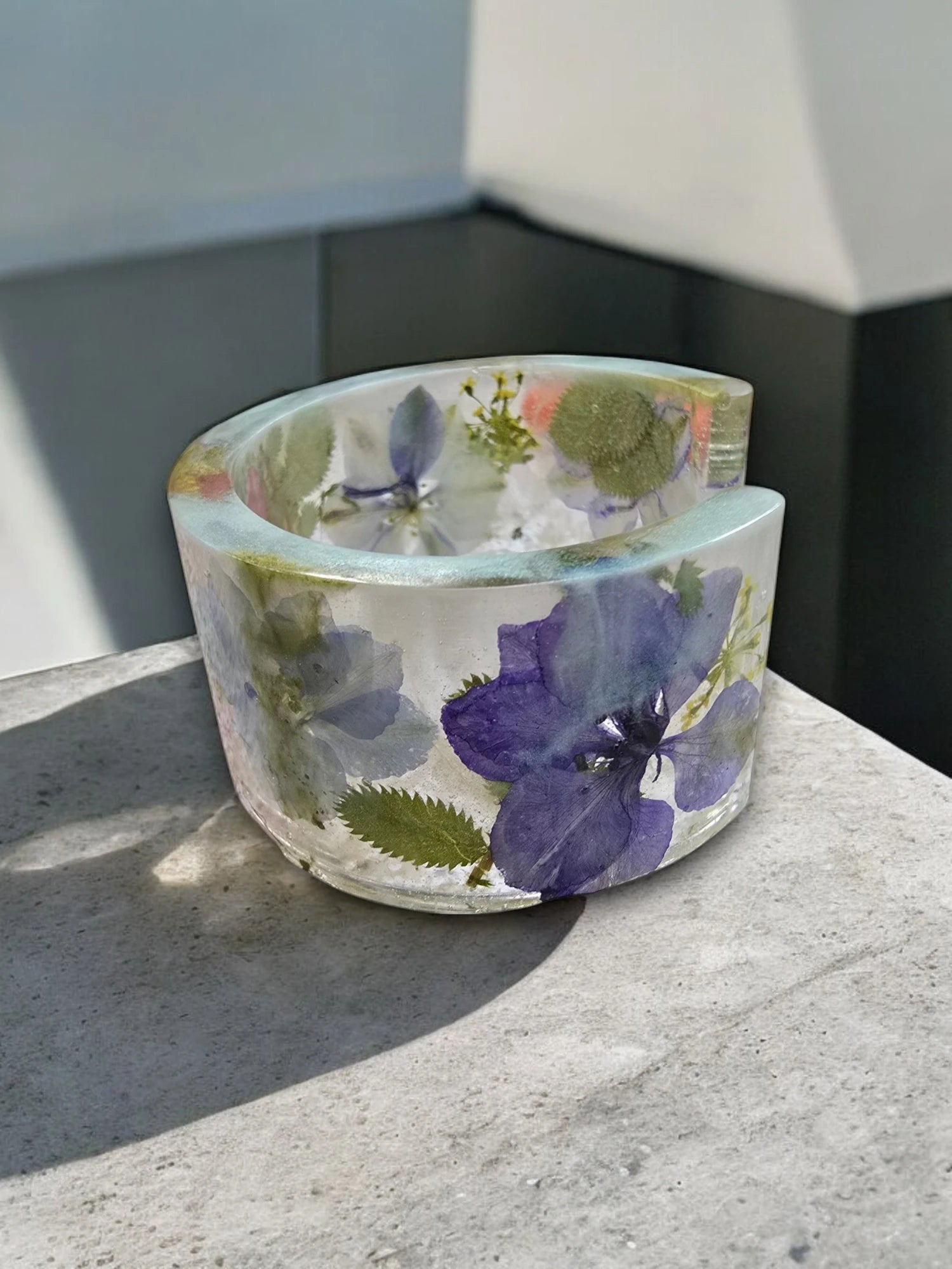 Colorful Handmade Pressed Flower Resin Cuff Bracelet | Unique Handmade Jewelry