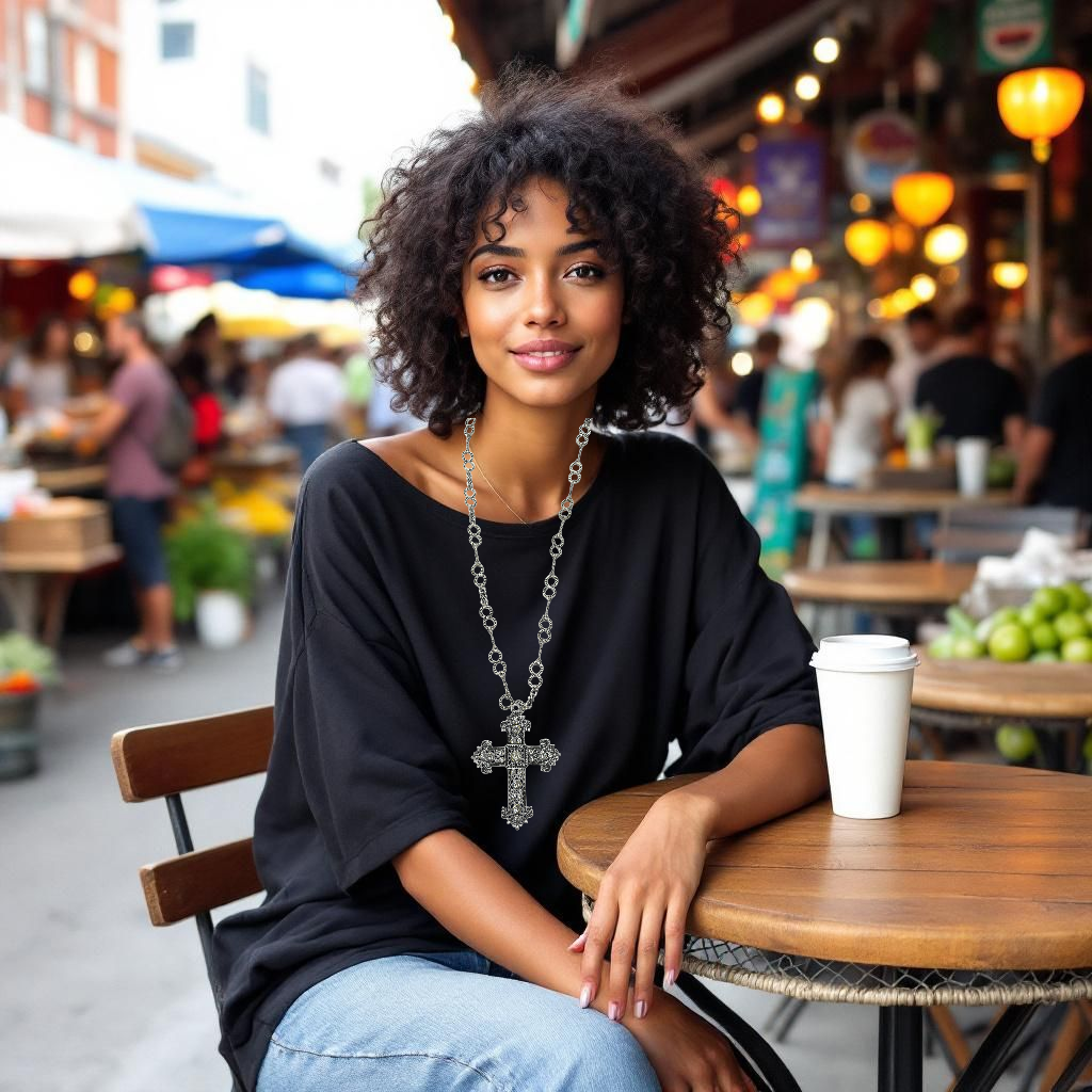 Long Crystal Embellished Cross Pendant Necklace (Alloy Metal, Gift Box)