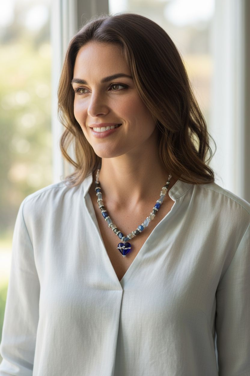 The Hope Collection | Lapis & Aquamarine Sterling Silver Cancer Charity Jewelry Set | Sterling Silver