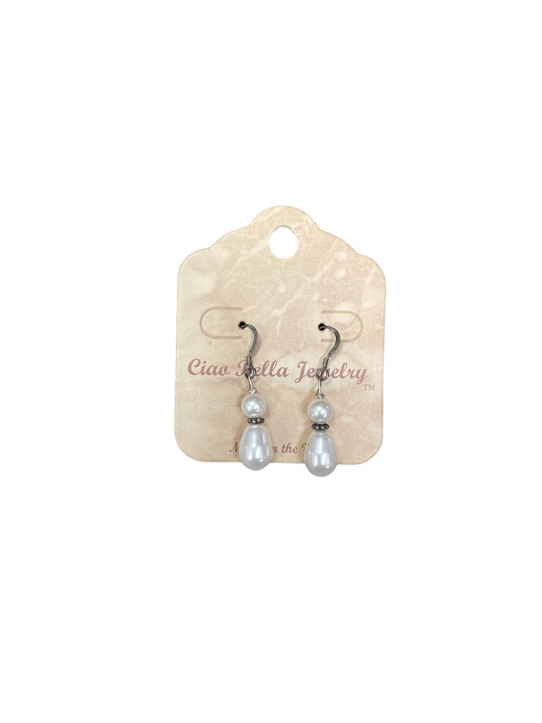 Antique Silver Pearl Drop Earrings