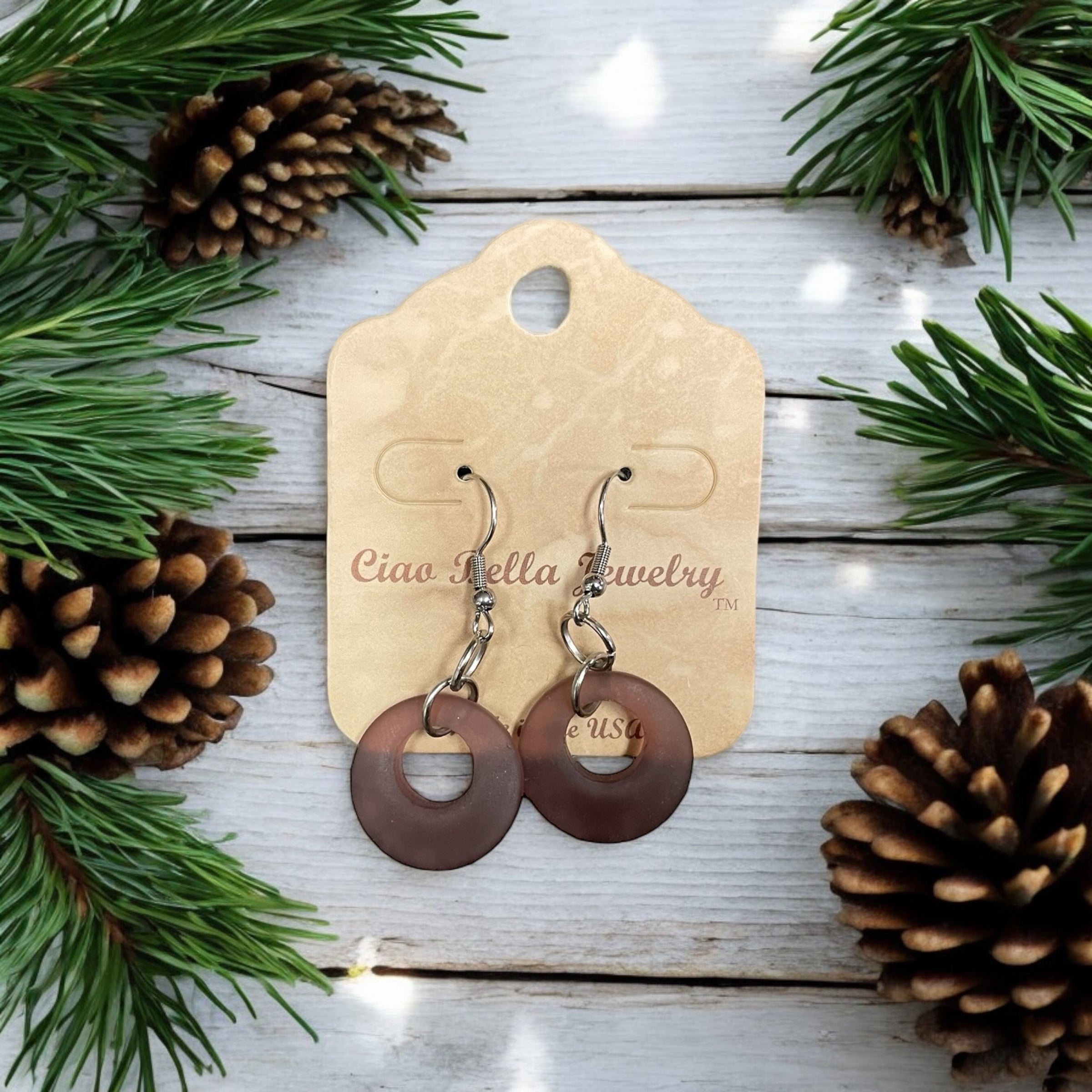 Nature's Palette: Faded & Earthy Sea Glass Dangle Earrings