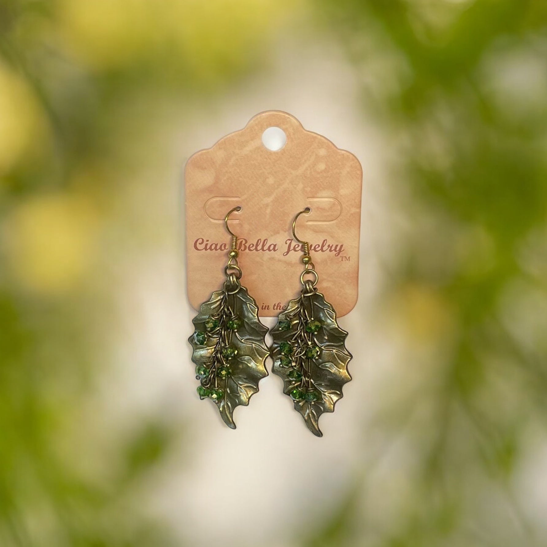 Crystal Leaf Dangle Earrings | Nature-Inspired Jewelry