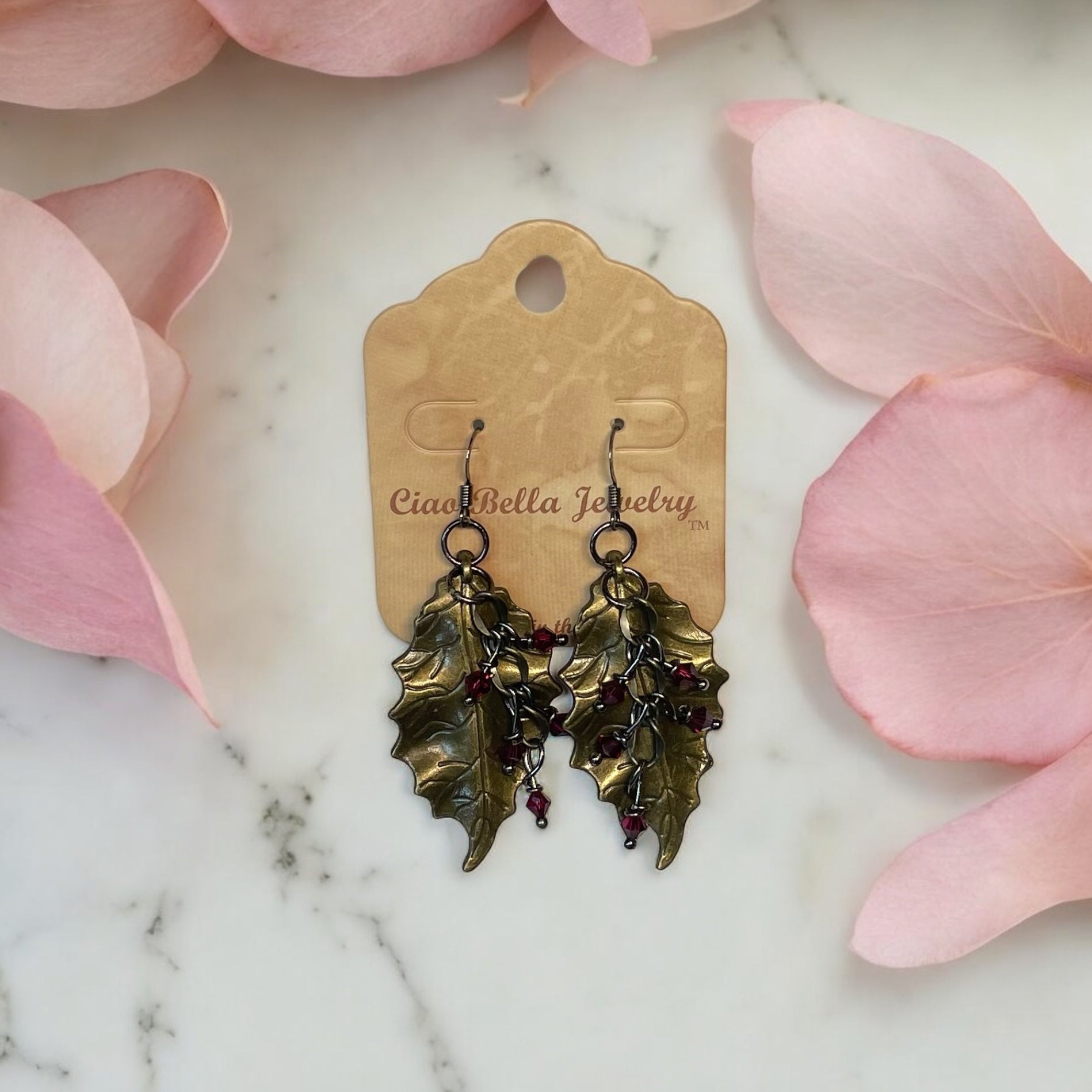 Crystal Leaf Dangle Earrings | Nature-Inspired Jewelry