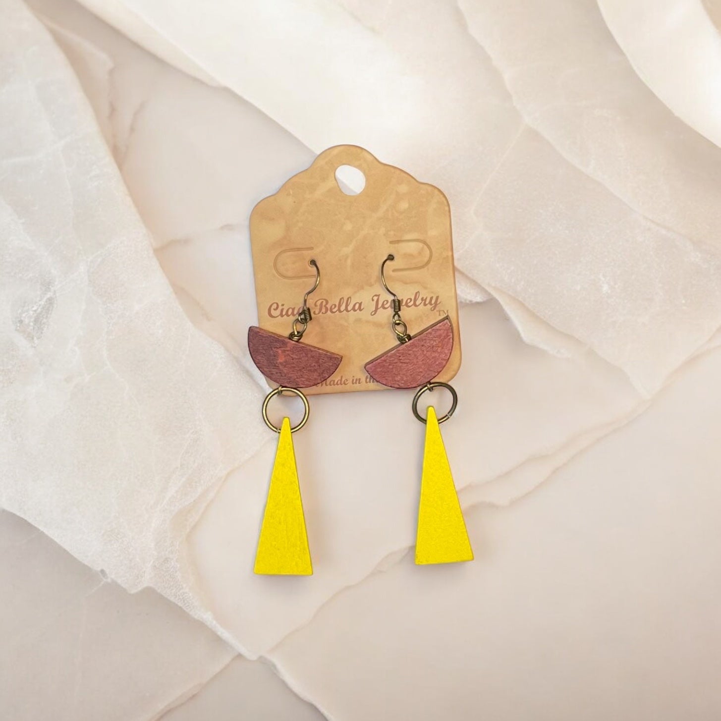 Bold and Colorful: Half Circle and Triangle Geometric Earrings