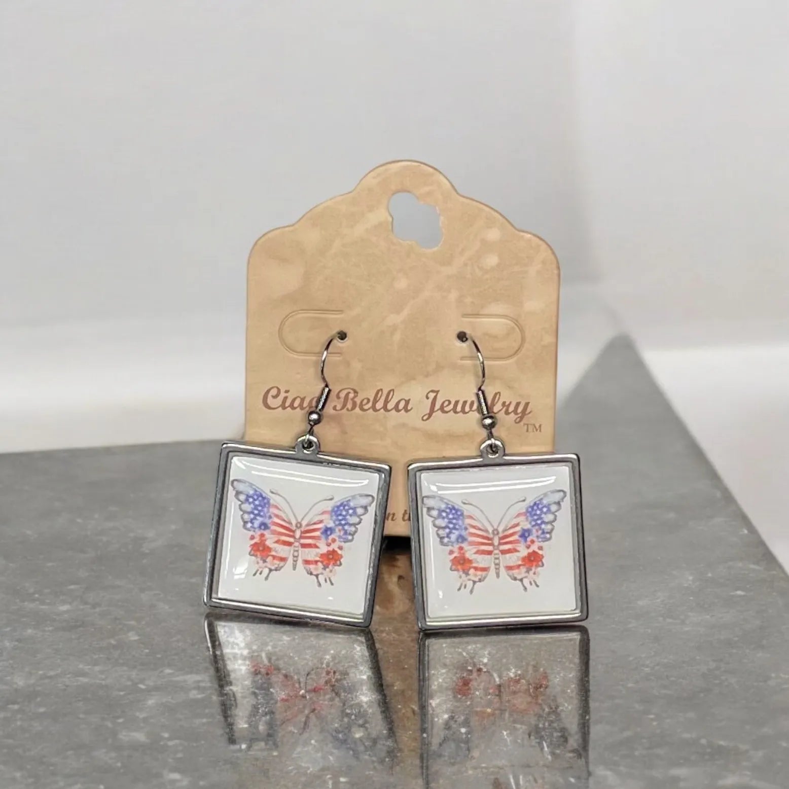 Patriotic Butterfly Earrings | Stainless Steel | Handmade in USA