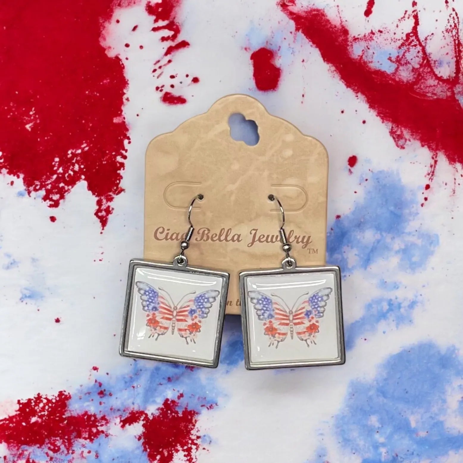 Patriotic Butterfly Earrings | Stainless Steel | Handmade in USA