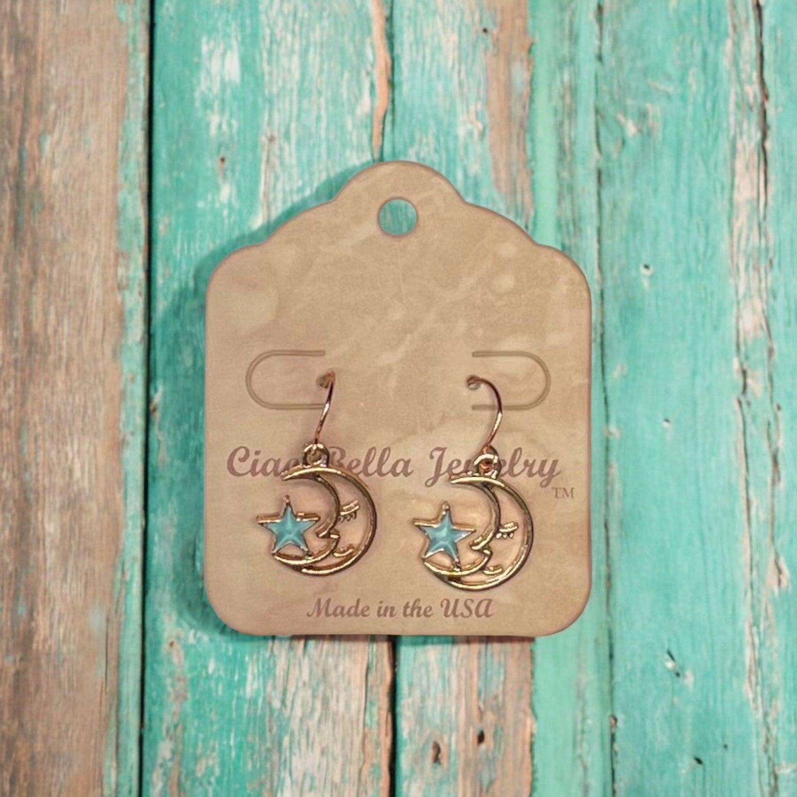 Celestial Chic: Rose Gold Moon & Star Dangle Earrings