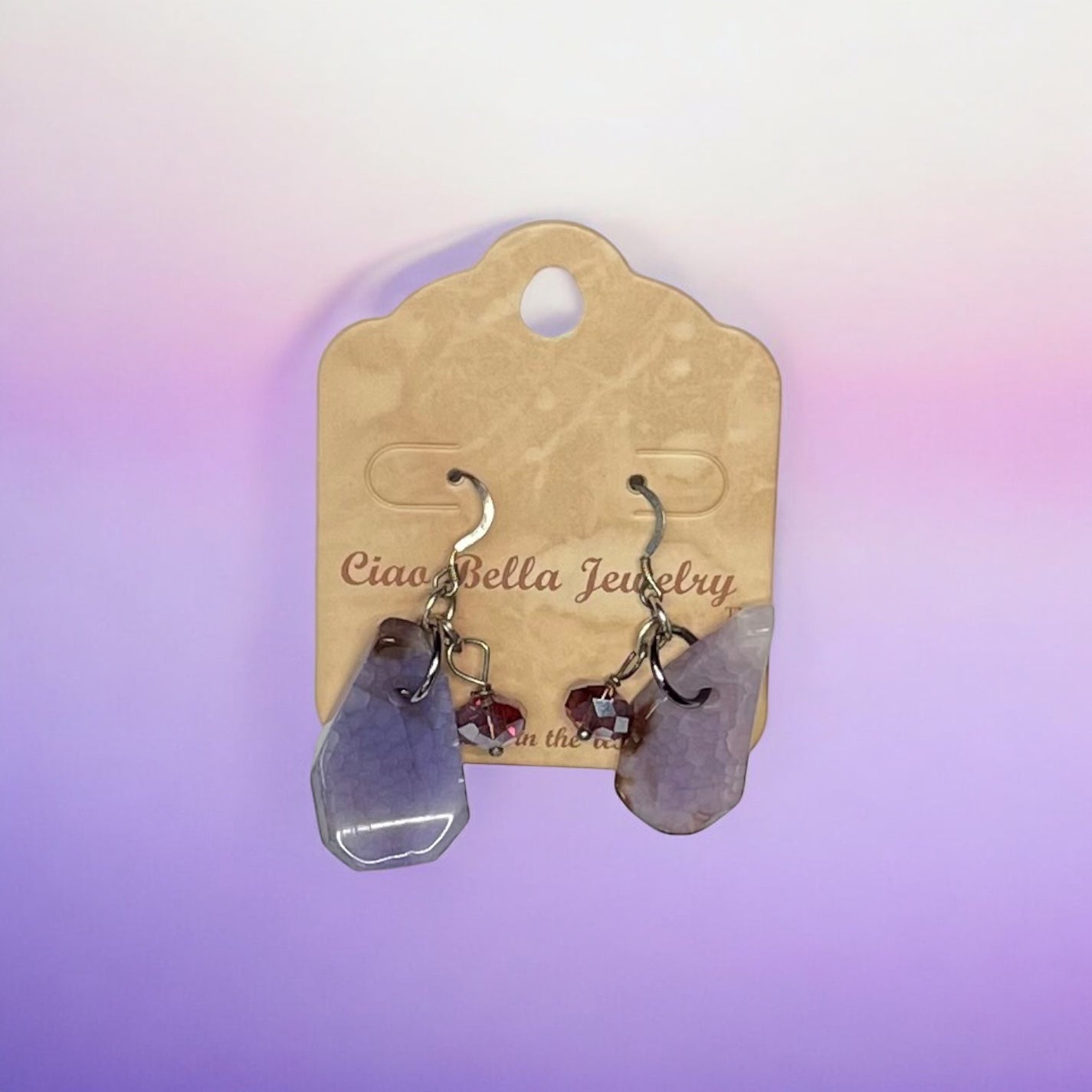 Amethyst Sea Glass Dangle Earrings, Purple Beach Glass Earrings, Sterling Silver Earrings