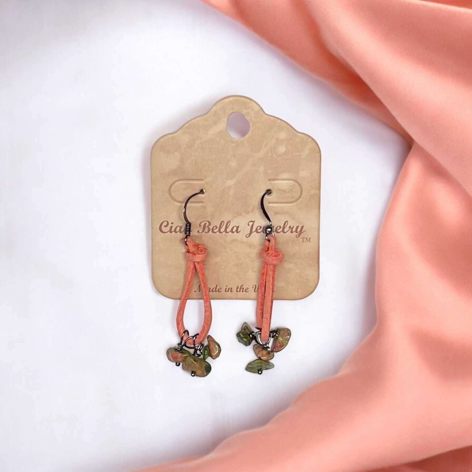 Bohemian Teardrop  Earrings with Stones and Suede by Michelle Marie Boutique