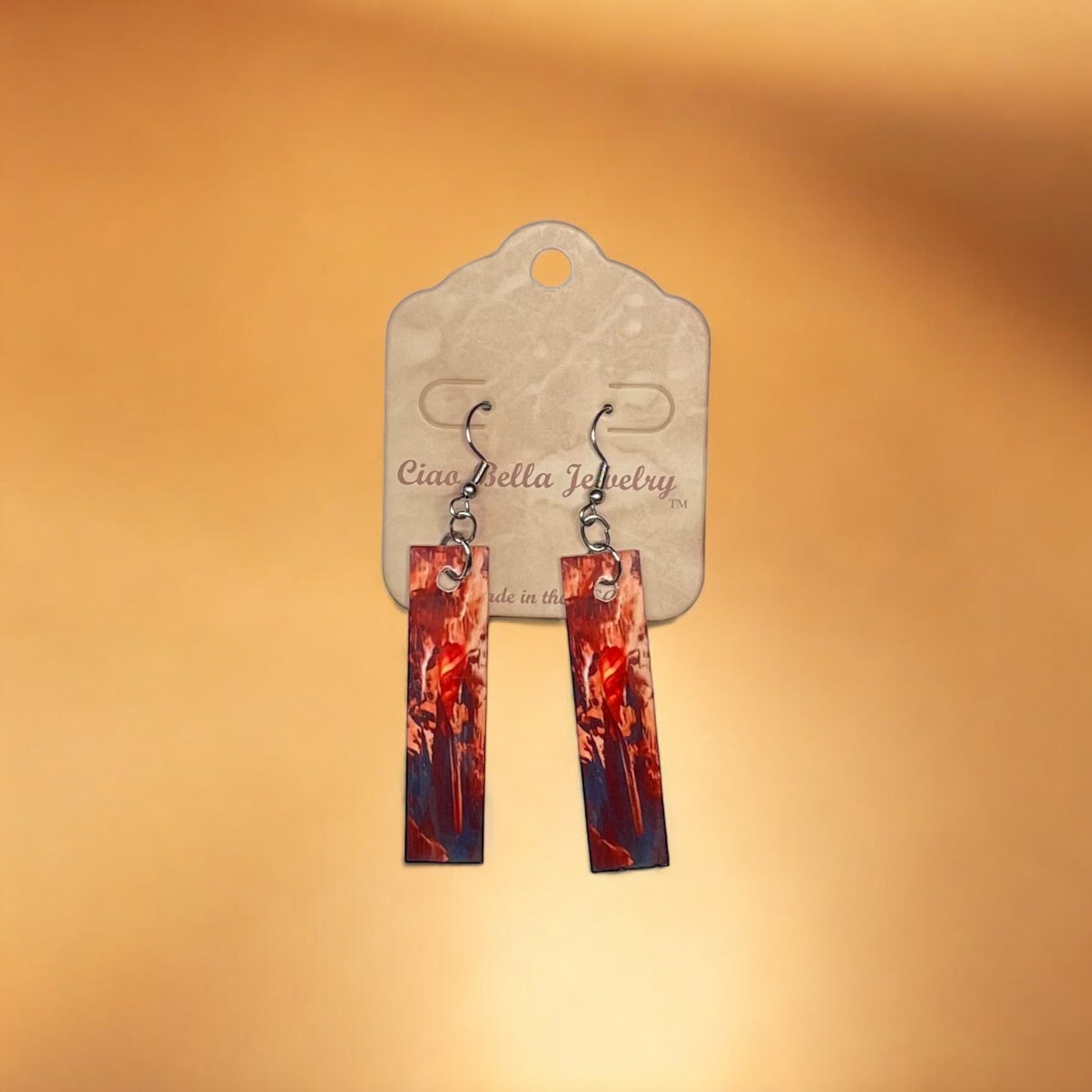 Abstract Art Earrings | Rectangle Dangle Earrings | Sterling Silver Hooks | Unique Jewelry