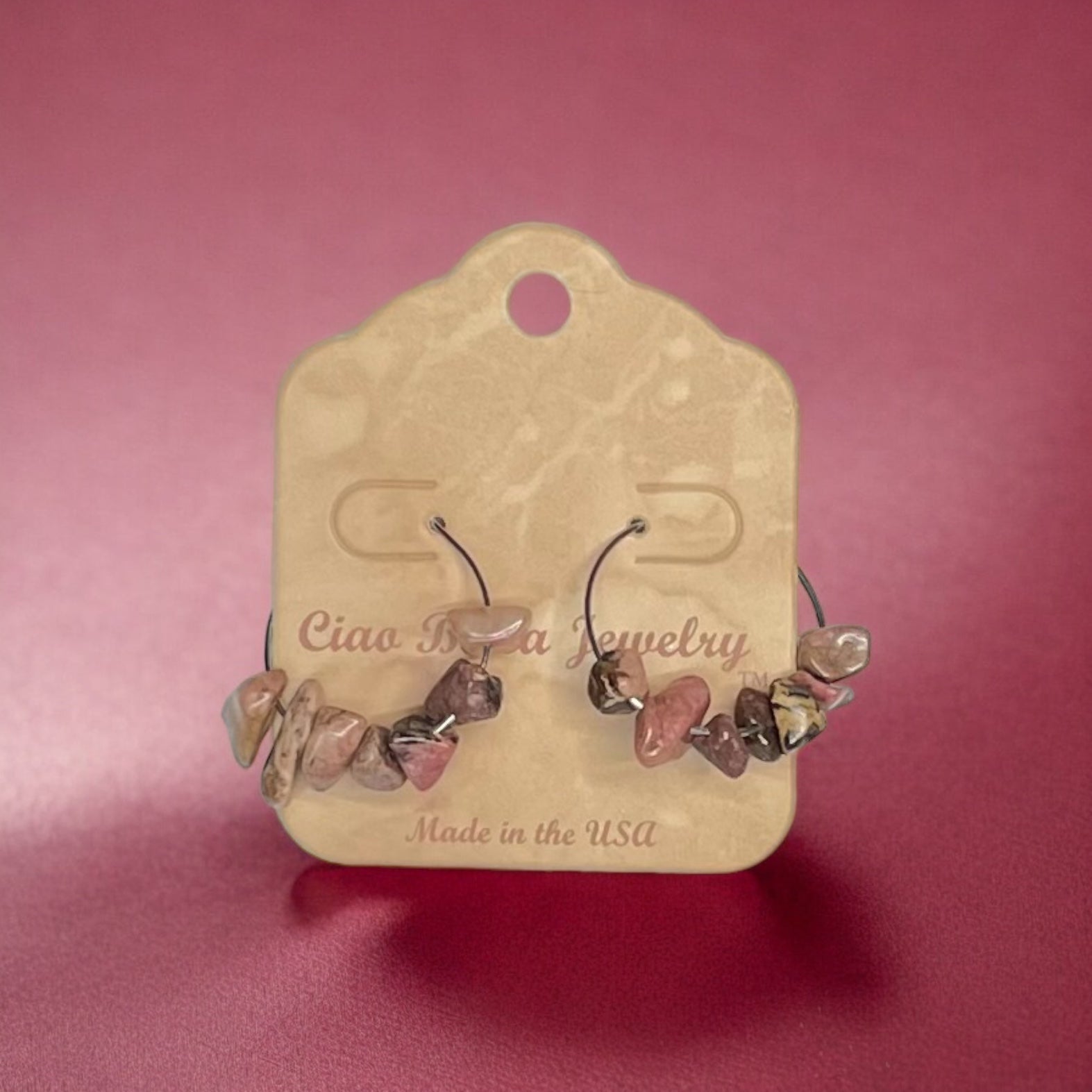 Bohemian Gemstone Hoop Earrings - Stainless Steel, Hypoallergenic