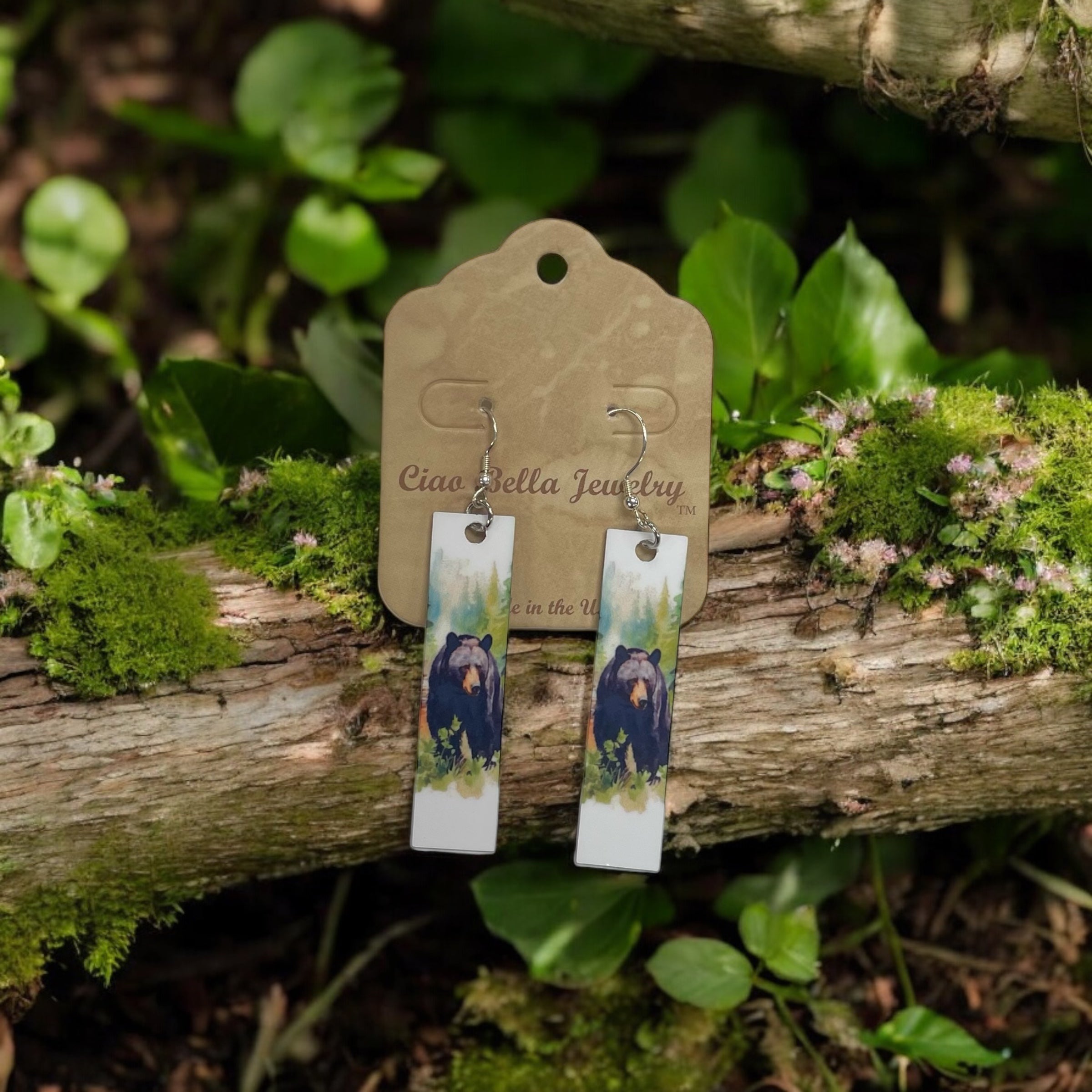 Abstract Art Earrings | Rectangle Dangle Earrings | Sterling Silver Hooks | Unique Jewelry