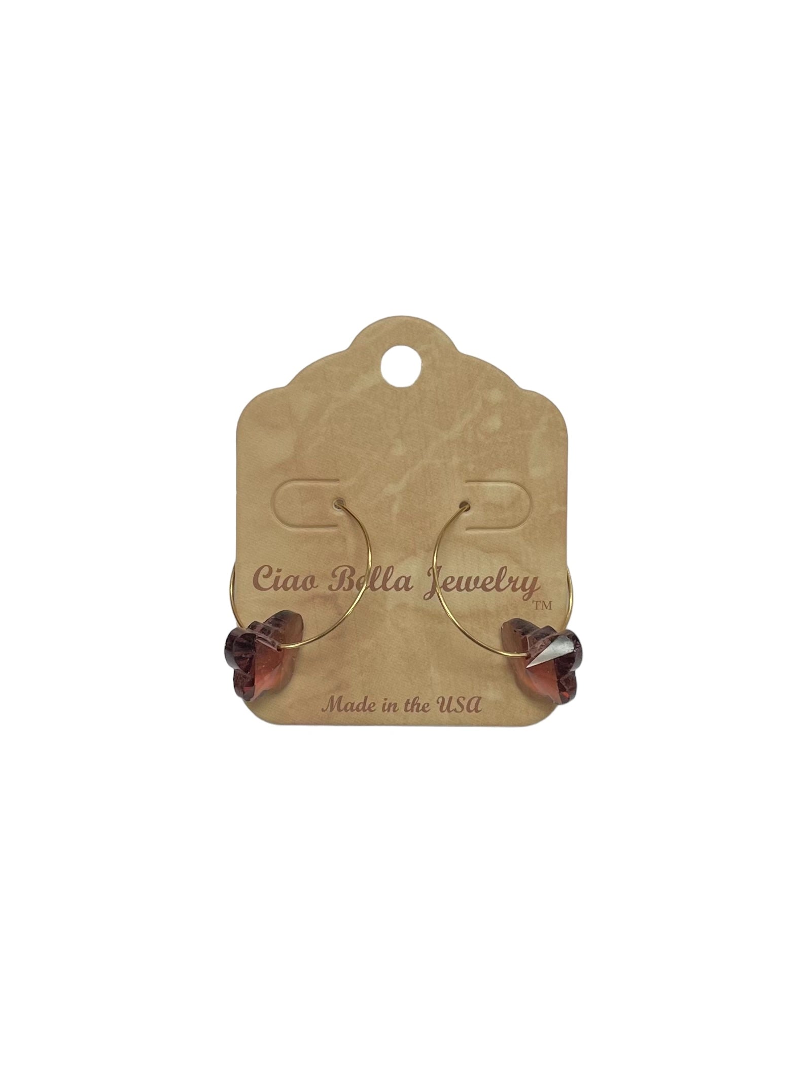 Crystal Butterfly Earrings on Gold Hoops - Elegant & Playful Jewelry