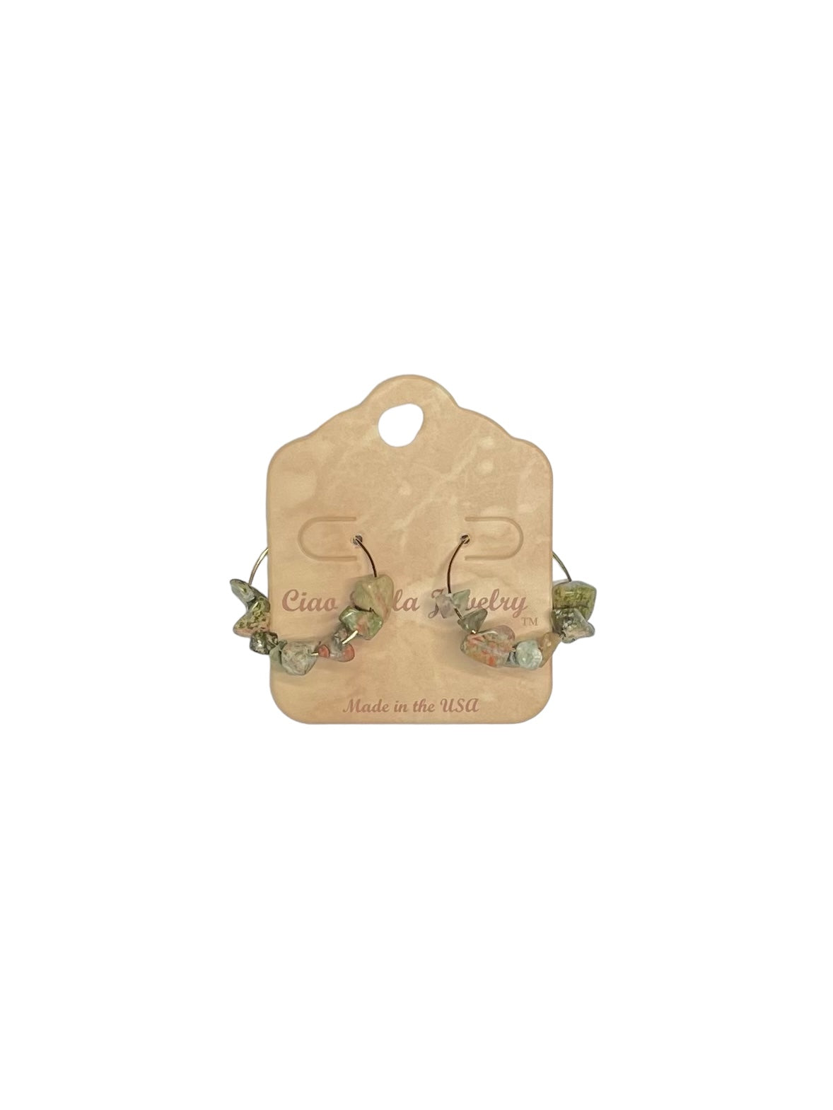 Golden Hoop Earrings with Gemstones