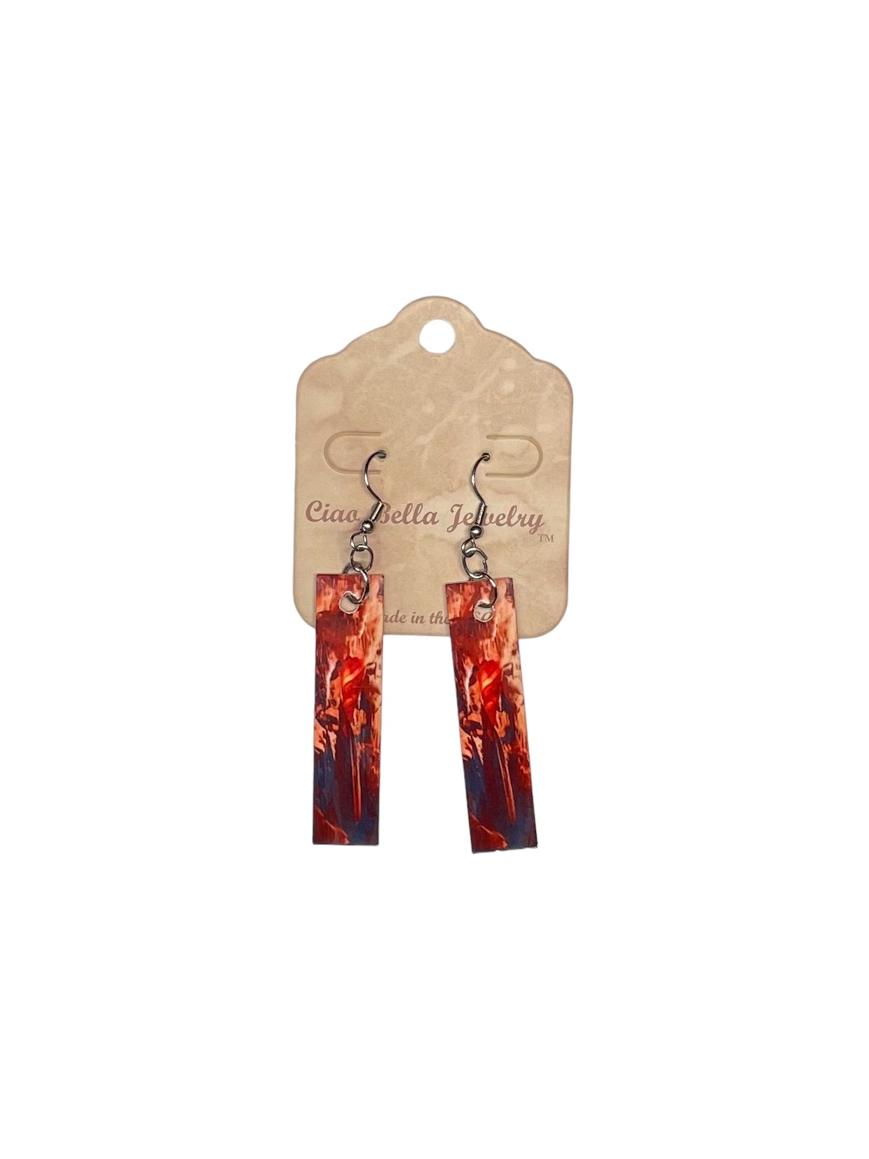 Abstract Art Earrings | Rectangle Dangle Earrings | Sterling Silver Hooks | Unique Jewelry