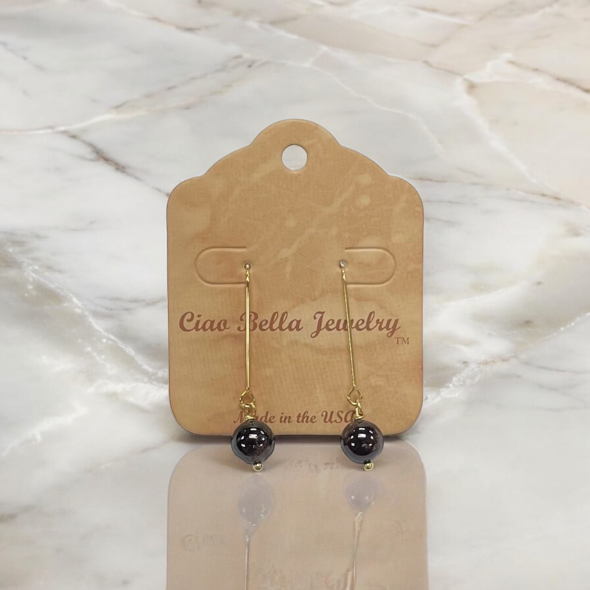 Elegant Gemstone & Gold Long Drop Earrings | Michelle Marie Boutique